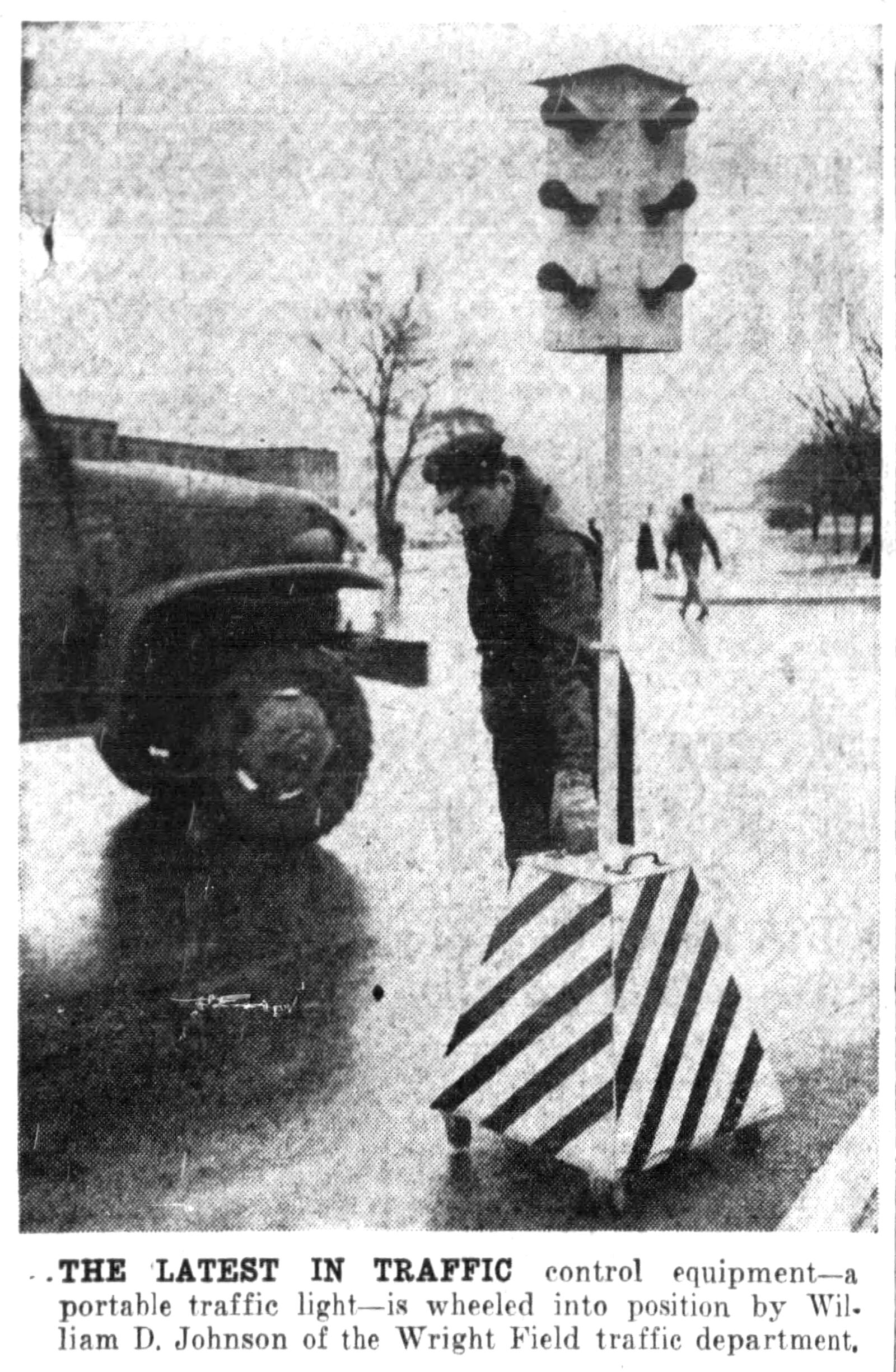 Jan. 14, 1948: Wright Field tests new portable traffic lights. DAYTON DAILY NEWS ARCHIVES