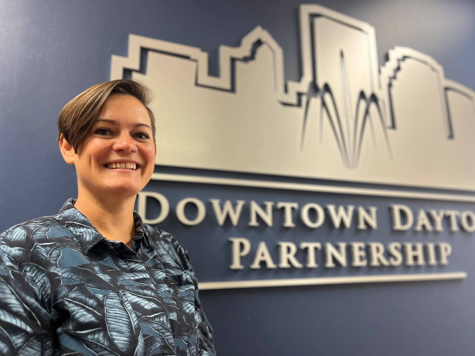 Katie Meyer, the new executive director of the Downtown Dayton Partnership, took over the organization on Sept. 5, 2023. CORNELIUS FROLIK / STAFF