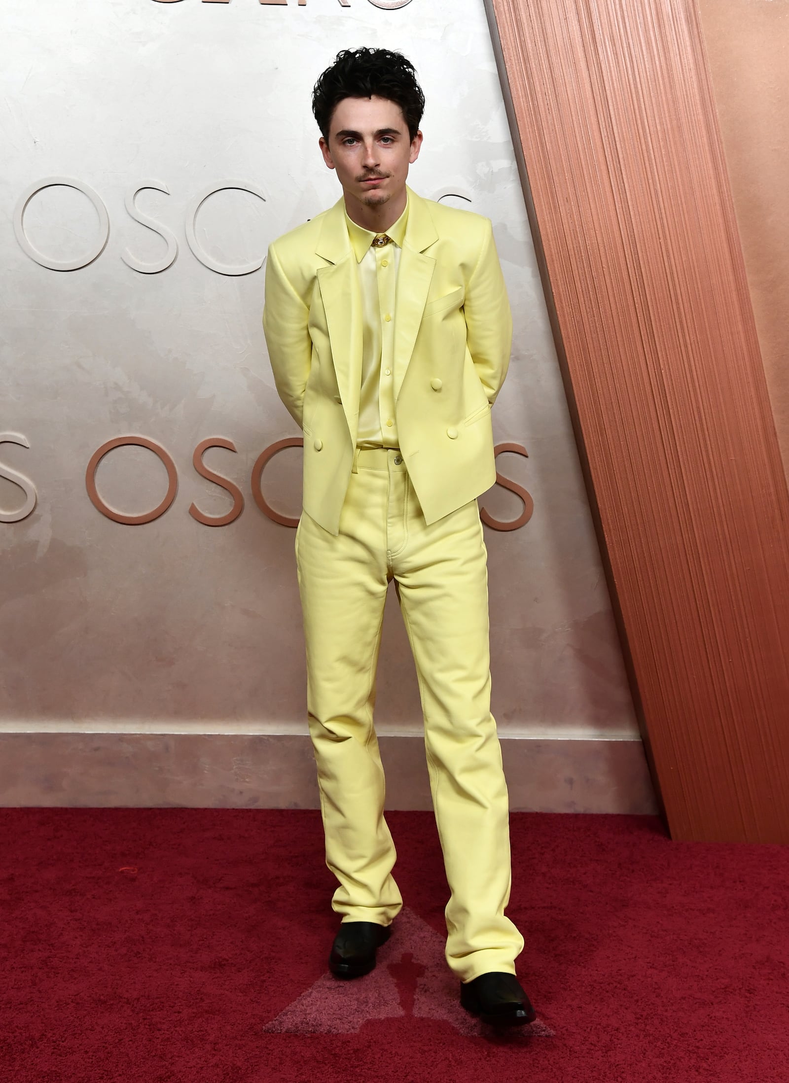 Timothee Chalamet arrives at the Oscars on Sunday, March 2, 2025, at the Dolby Theatre in Los Angeles. (Photo by Richard Shotwell/Invision/AP)