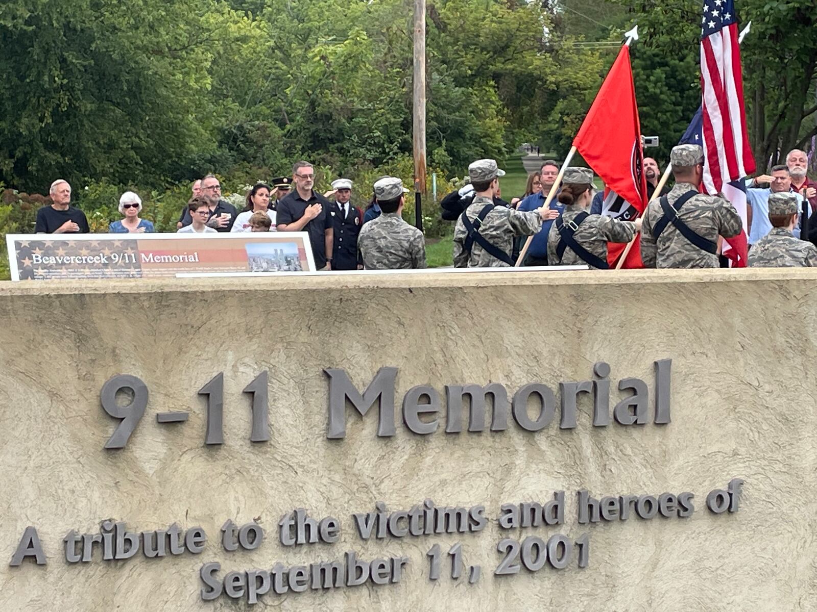 More than 100 people attended the 9/11 memorial event Sunday in Beavercreek. NICK BLIZZARD/STAFF