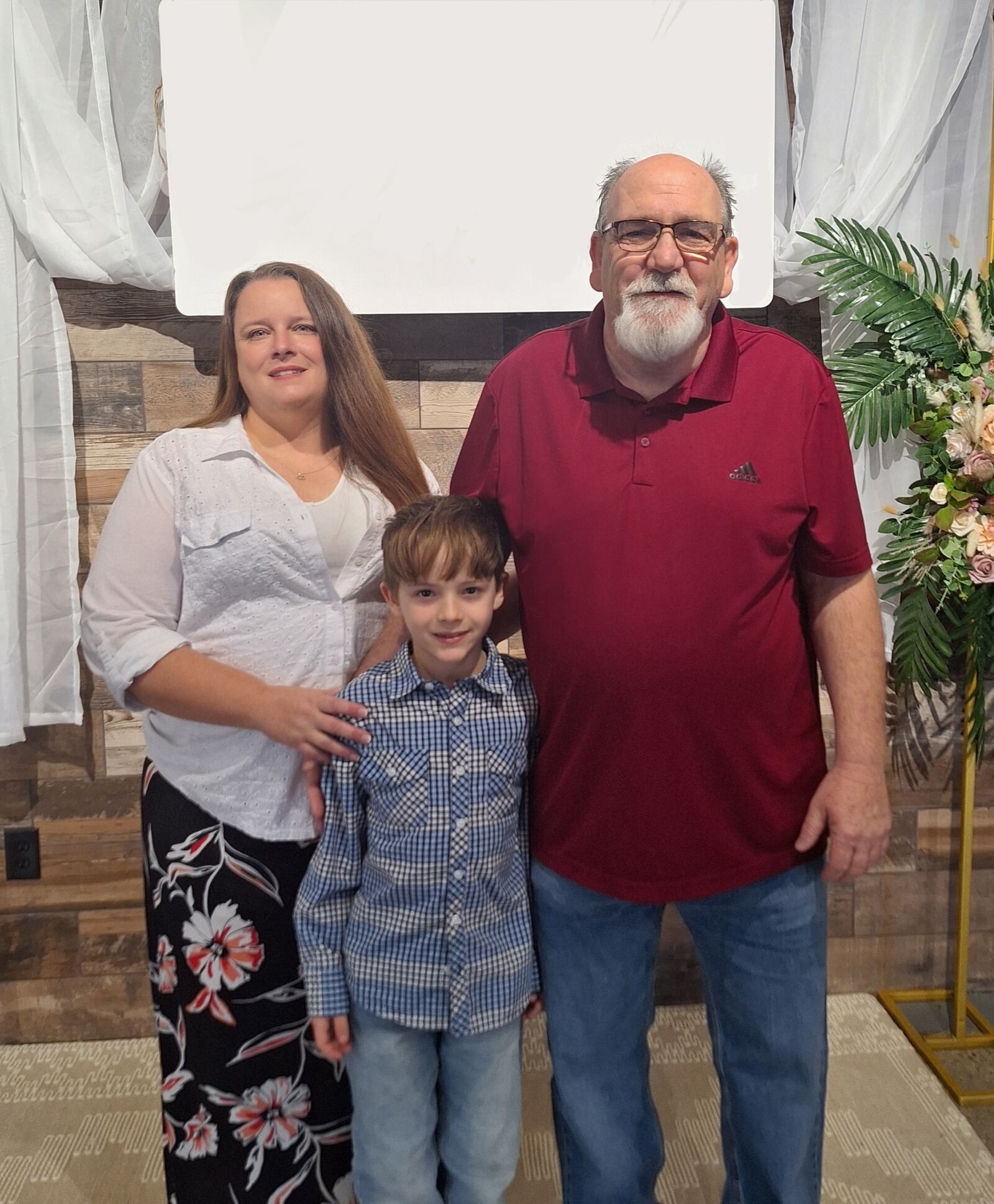 The Evans family includes (from left) Tina, Wyatt and Tim.

