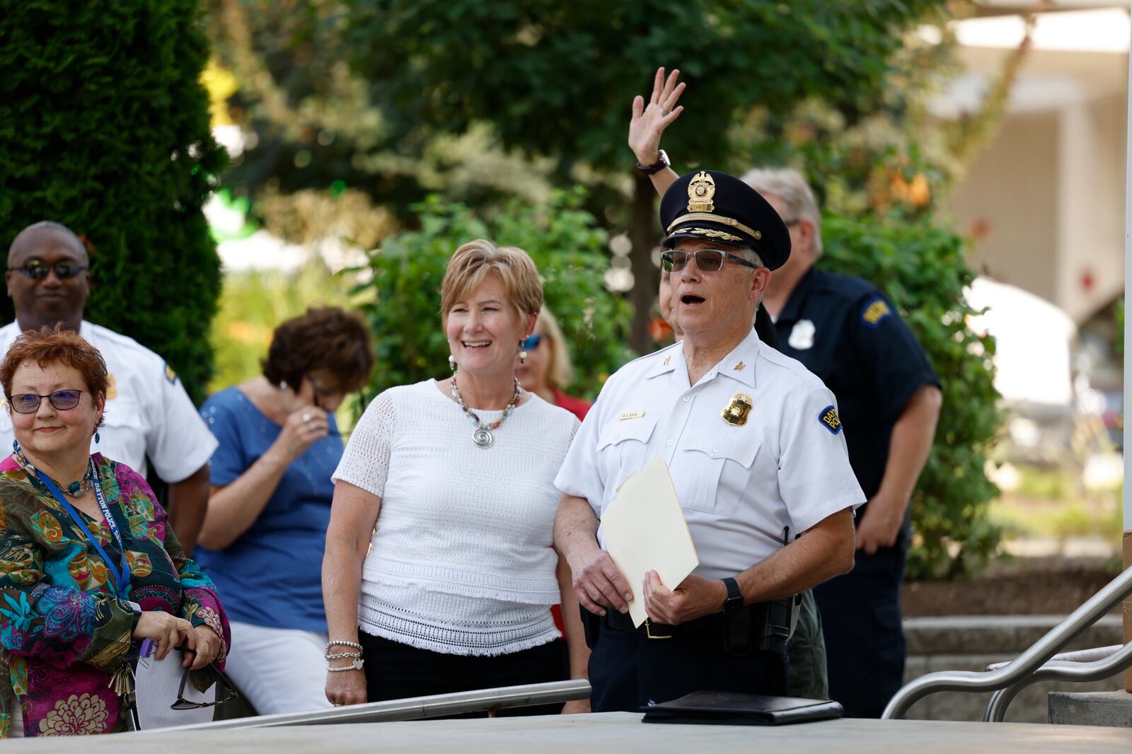 The City of Dayton held a retirement party for police chief Richard Biehl Tuesday July 27, 2021 at the Levitt Pavilion. Jim Noelker/Staff