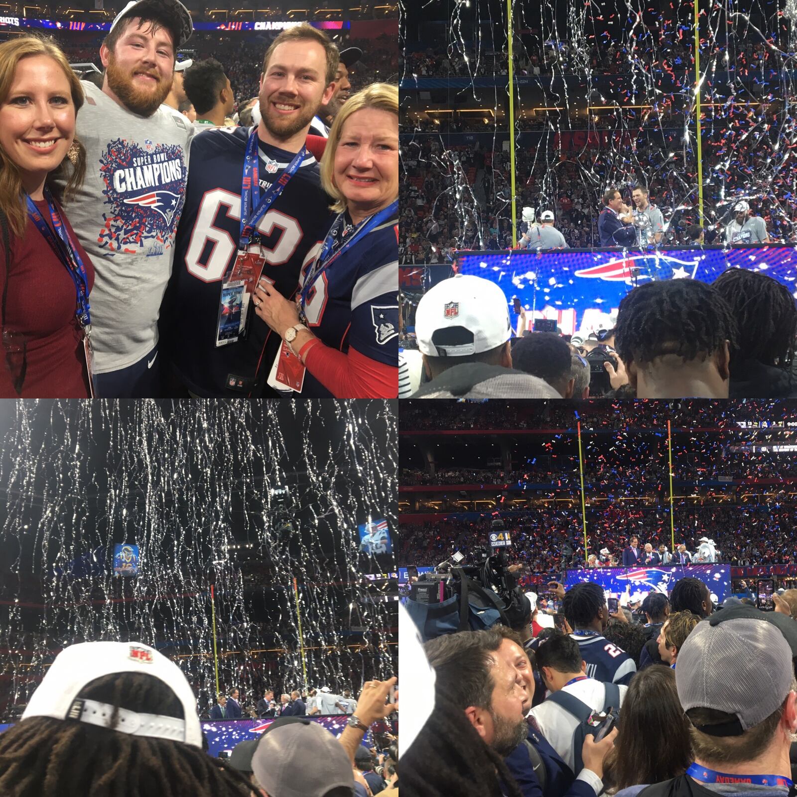 Scenes from the field at Mercedes-Benz Stadium in Atlanta after the Patriots beat the Rams in Super Bowl LIII.