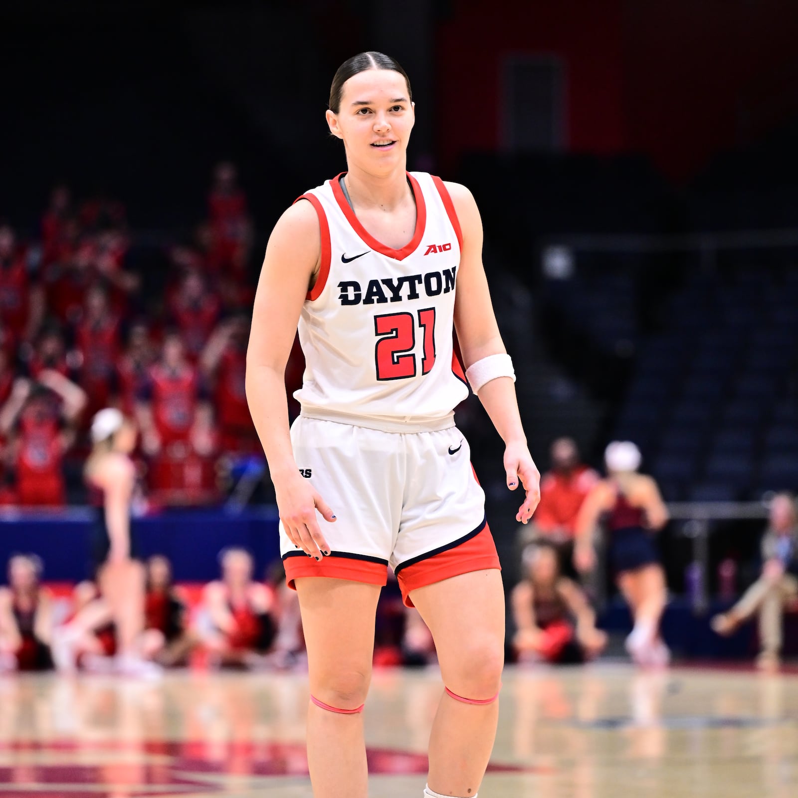 Dayton's Nicole Stephens dished out a season-high seven assists in the Flyers' win over La Salle on Saturday at UD Arena. Erik Schelkun/UD Athletics photo