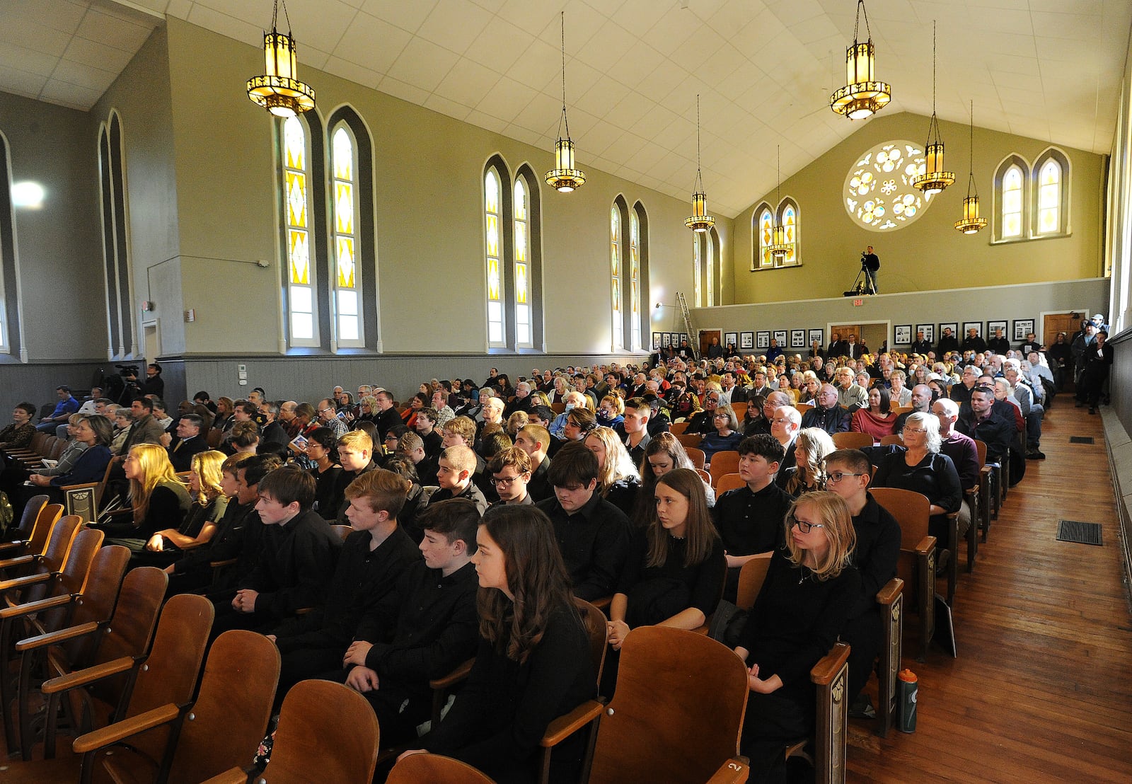 Several hundred people attended the Collier Chapel grand re-opening in Xenia, Friday Nov. 5, 2021. MARSHALL GORBY\STAFF