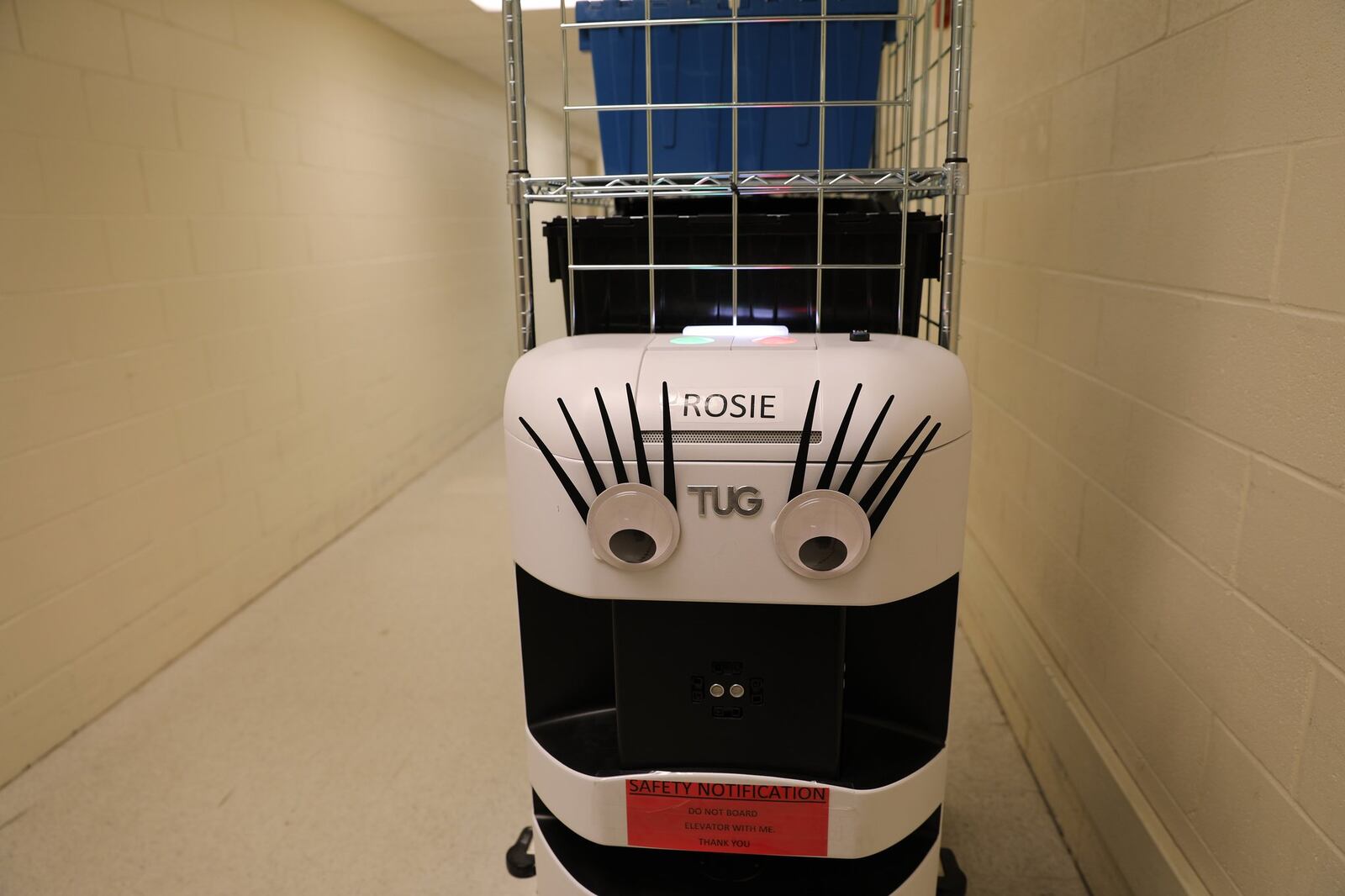 Rosie the robot delivers materials at Kettering Medical Center and Soin Medical Center. The robot can wait for an elevator, take an express ride, stop and wait for a clear path and navigate around. CONTRIBUTED PHOTO