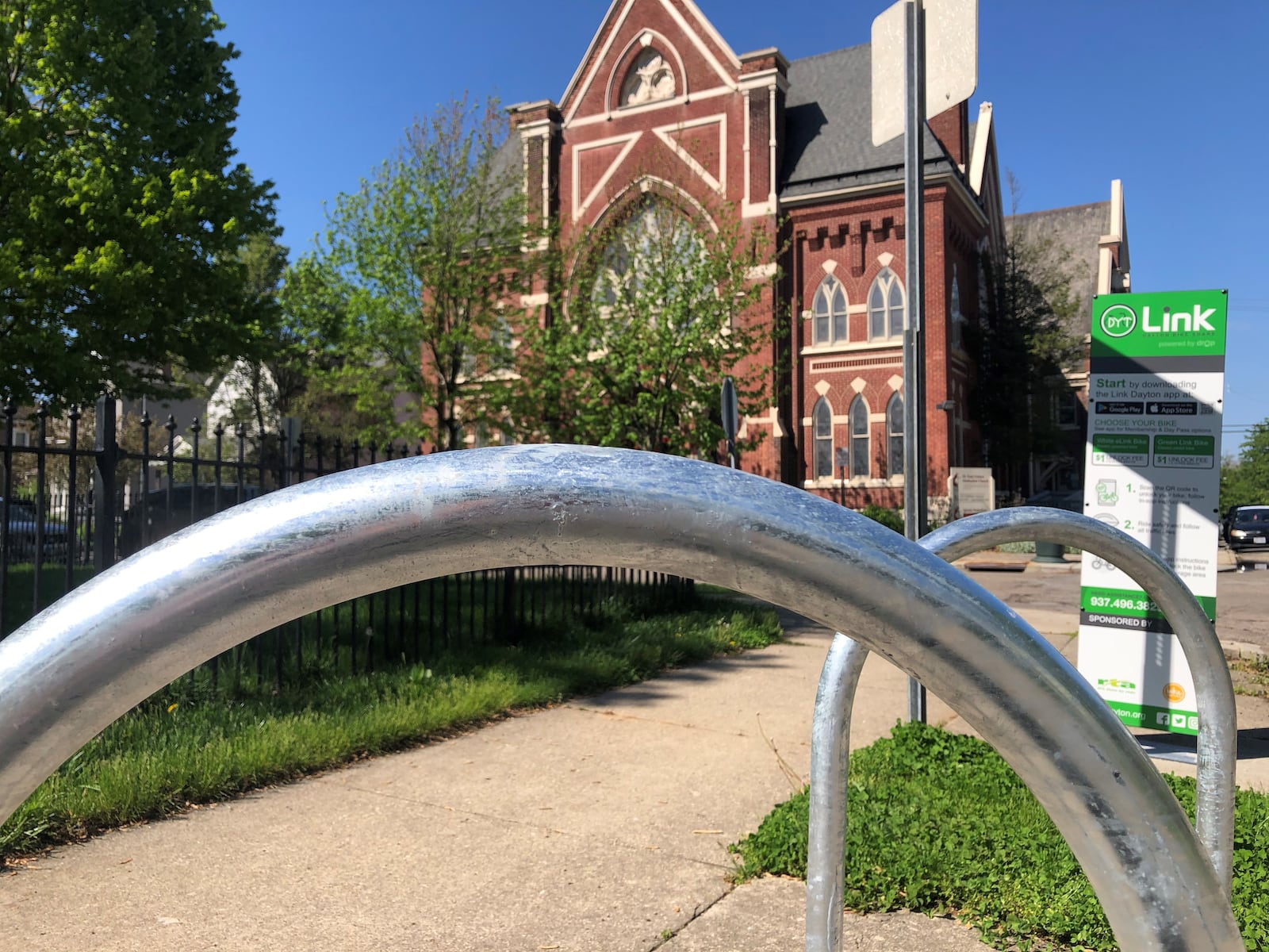 A new Link bike hub at East Fourth Street and Huffman Avenue in East Dayton. CORNELIUS FROLIK / STAFF