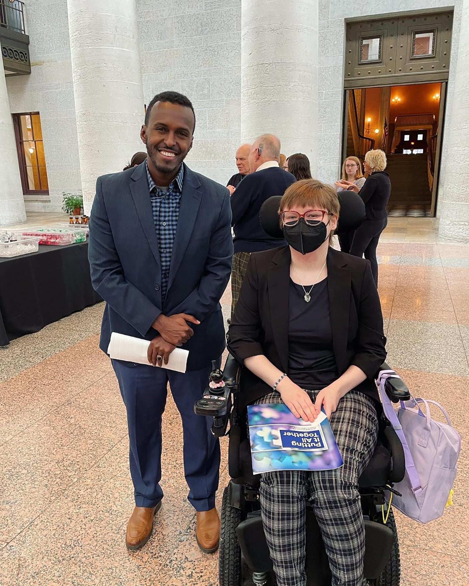 Elson (right) and Ohio Rep. Ismail Mohamed, D-Columbus, at Legislative Day at the Ohio Statehouse in Columbus in January 2023.