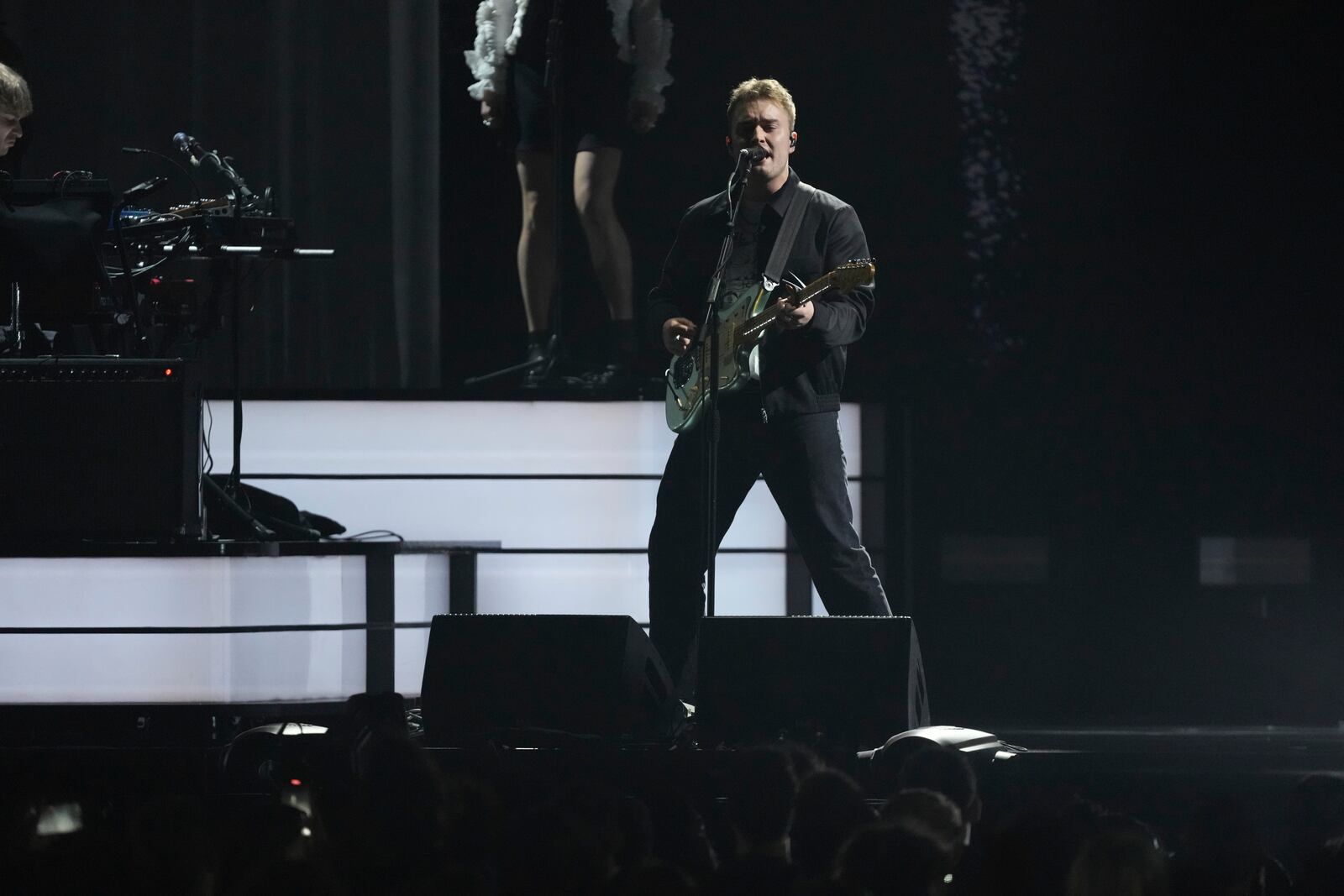 Sam Fender performs during the Brit Awards 2025 in London, Saturday, March.1, 2025. (Photo by Scott A Garfitt/Invision/AP)