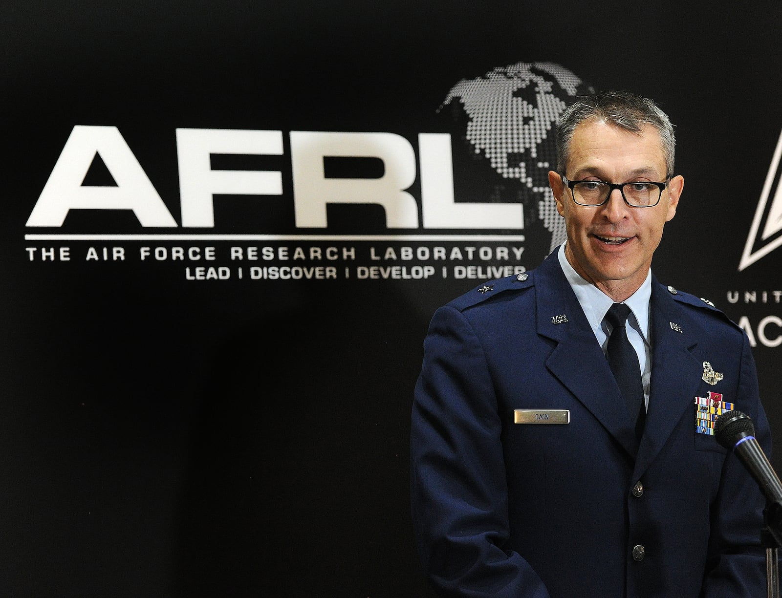 Brigadier General Scott A. Cain, assumed command of the Air Force Research Laboratory (AFRL) Monday, June 5, 2023 at the National Museum of the U.S. Air Force. MARSHALL GORBY\STAFF