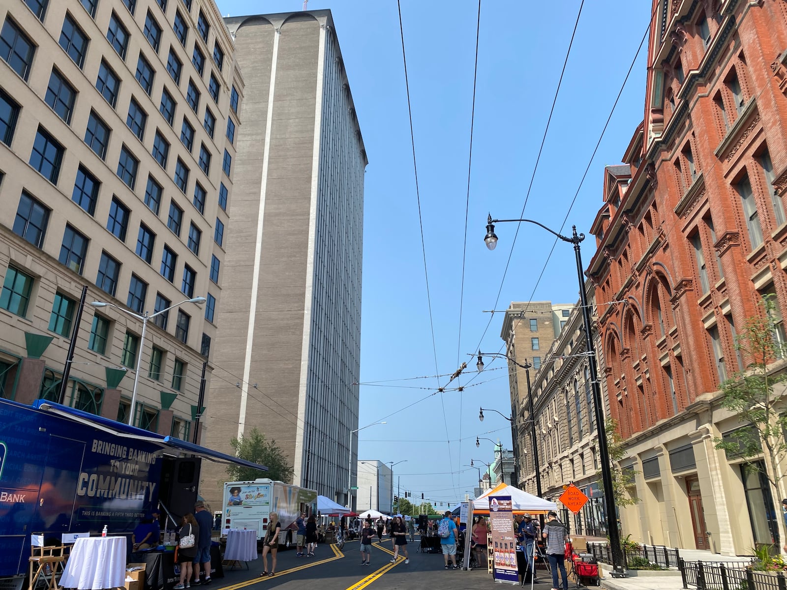 The Dayton Arcade's opening for self-guided, free tours was part of Art In the City, which was occurring simultaneously outside the building. Eileen McClory / Staff