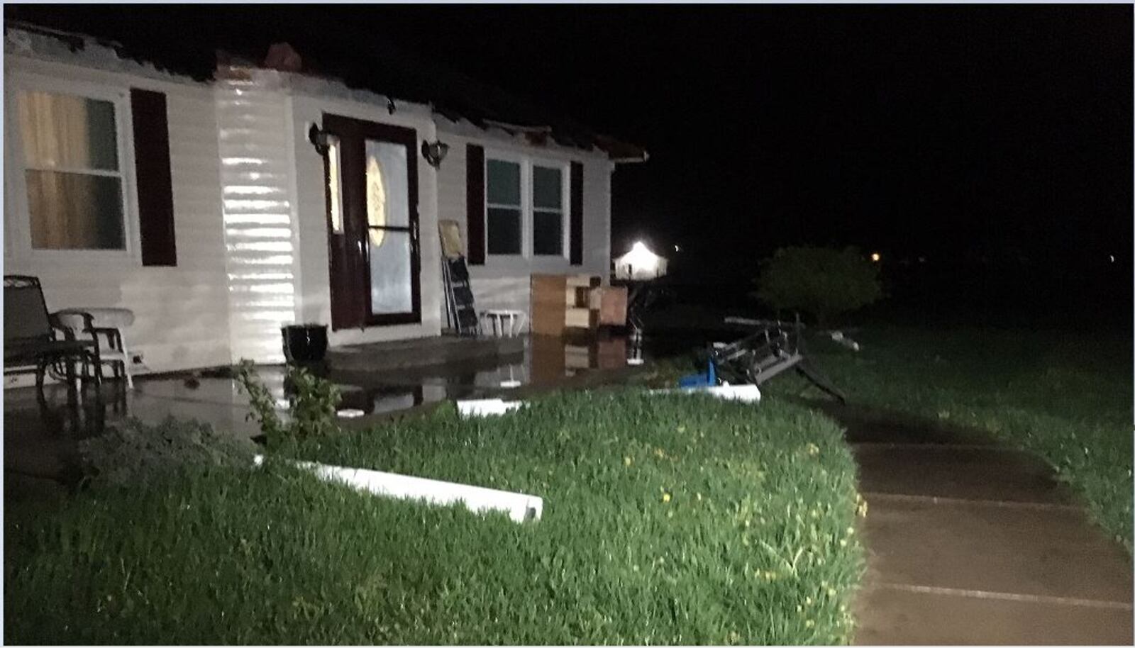 Jim Cantrell, of Darke County, said the wind tore the front porch of his home on Greenville Nashville Road in Washington Twp. on Thursday night. (Sean Cudahy/Staff)