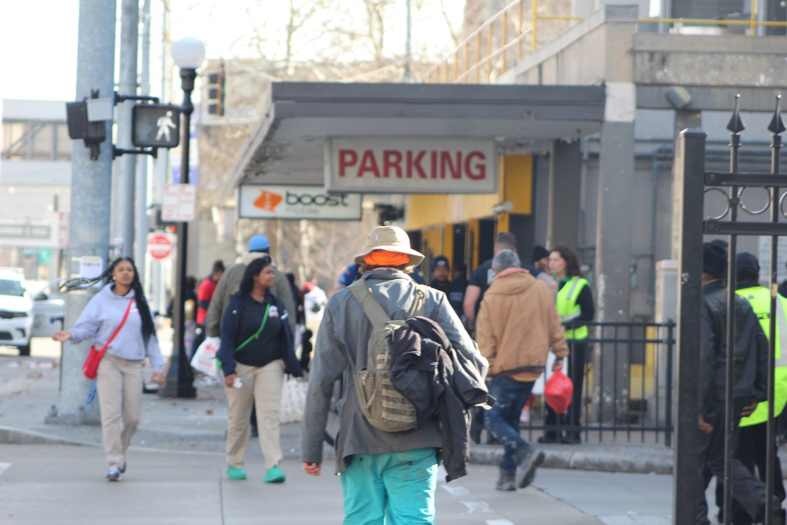 People walk by Wright Stop Plaza, Greater Dayton Regional Transit Authority's downtown transit center. CORNELIUS FROLIK / STAFF