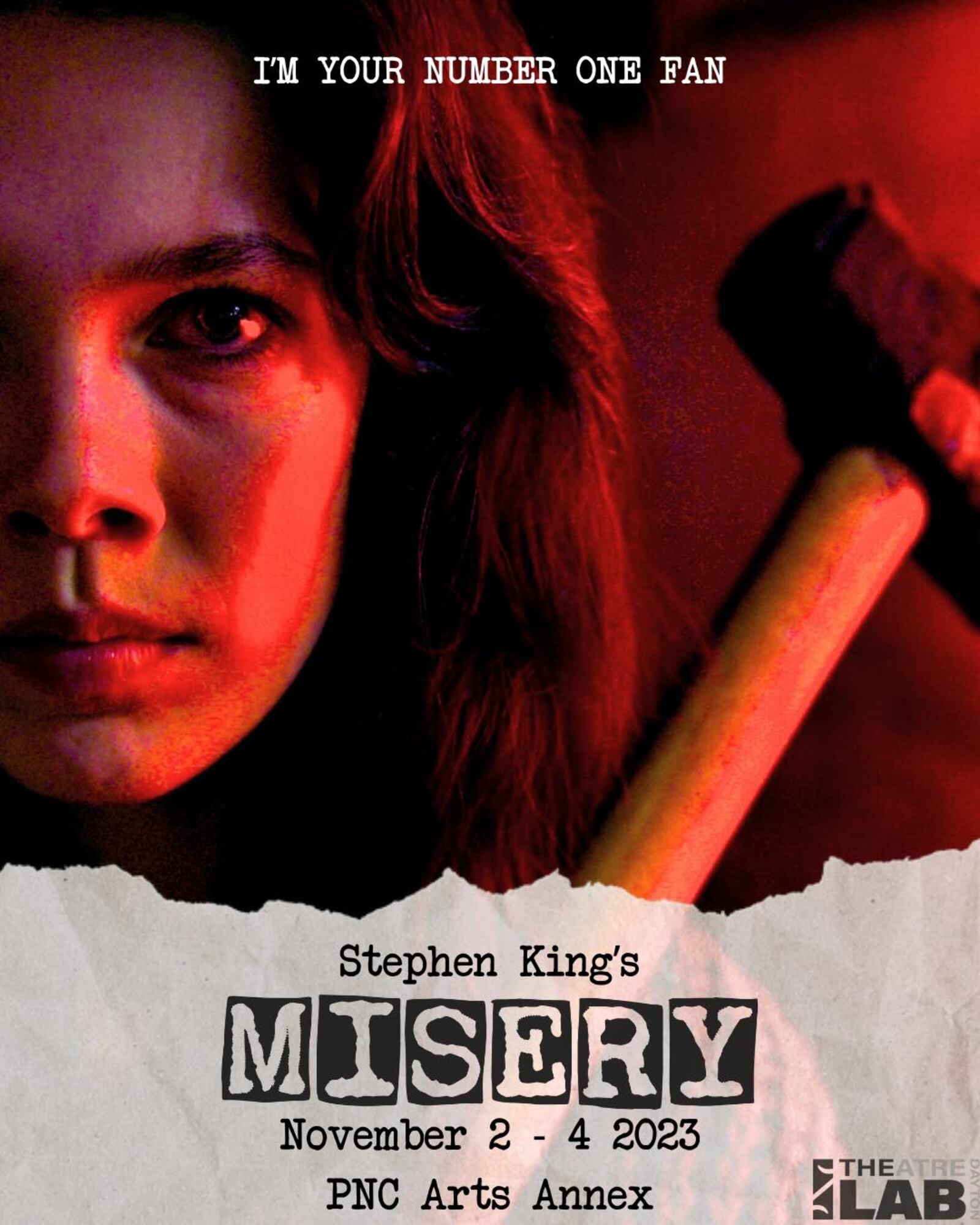 Adelyn Haines stars as Annie Wilkes in TheatreLab Dayton's production of "Misery." PHOTO BY MACKENSIE KING