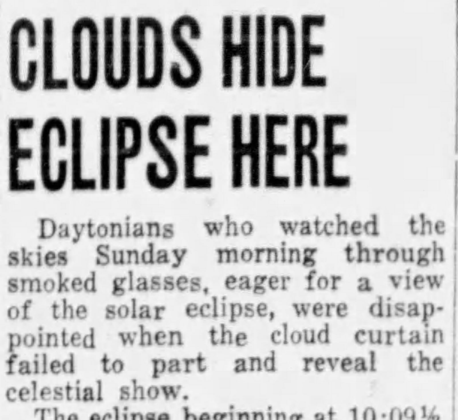 Newspaper coverage of the partial solar eclipse of Feb. 3, 1935. DAYTON DAILY NEWS ARCHIVES