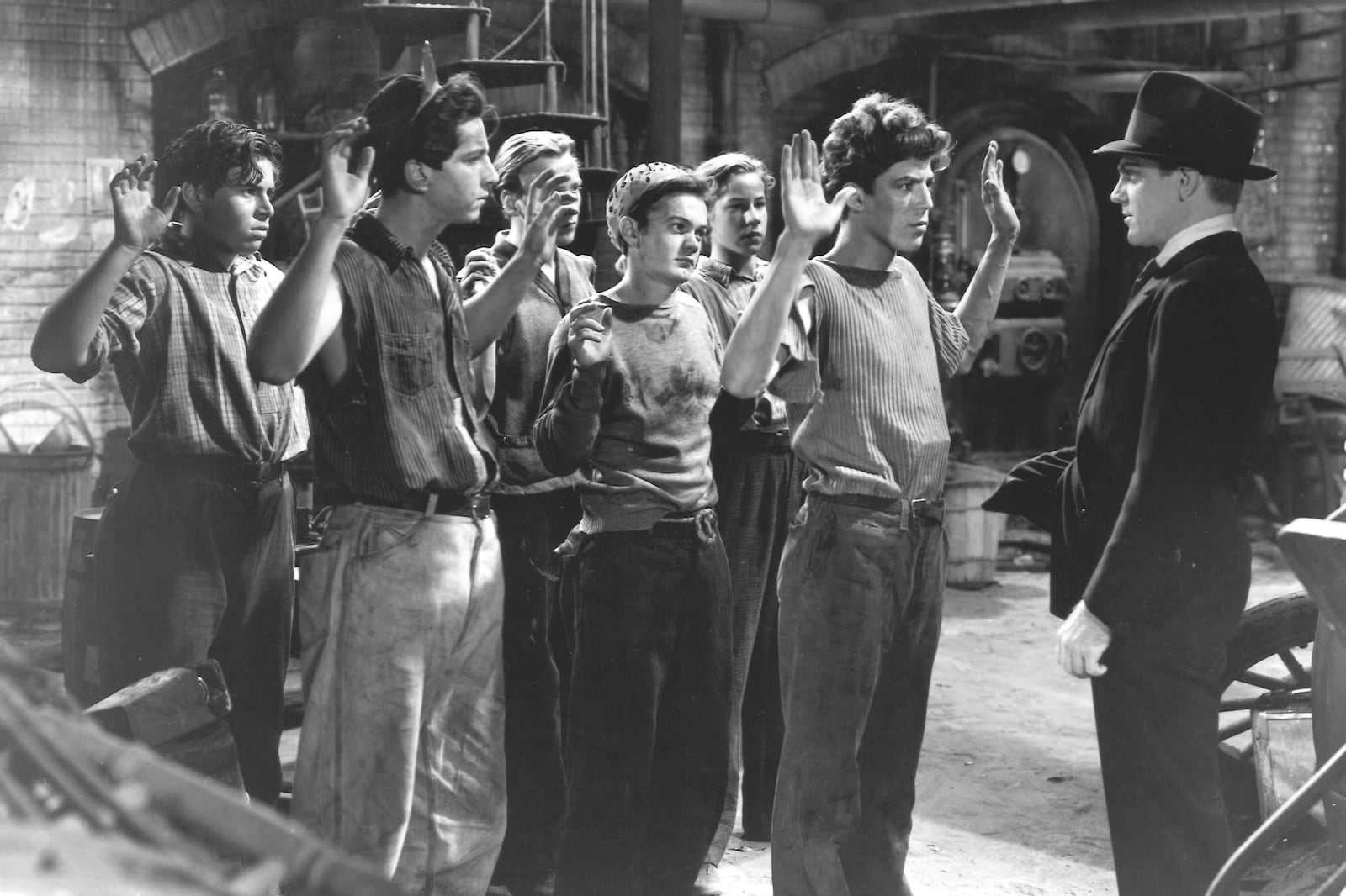 This image released by the Library of Congress shows James Cagney, right, in a scene from the 1938 film "Angels with Dirty Faces." (Warner Bros/Discovery/Library of Congress via AP)