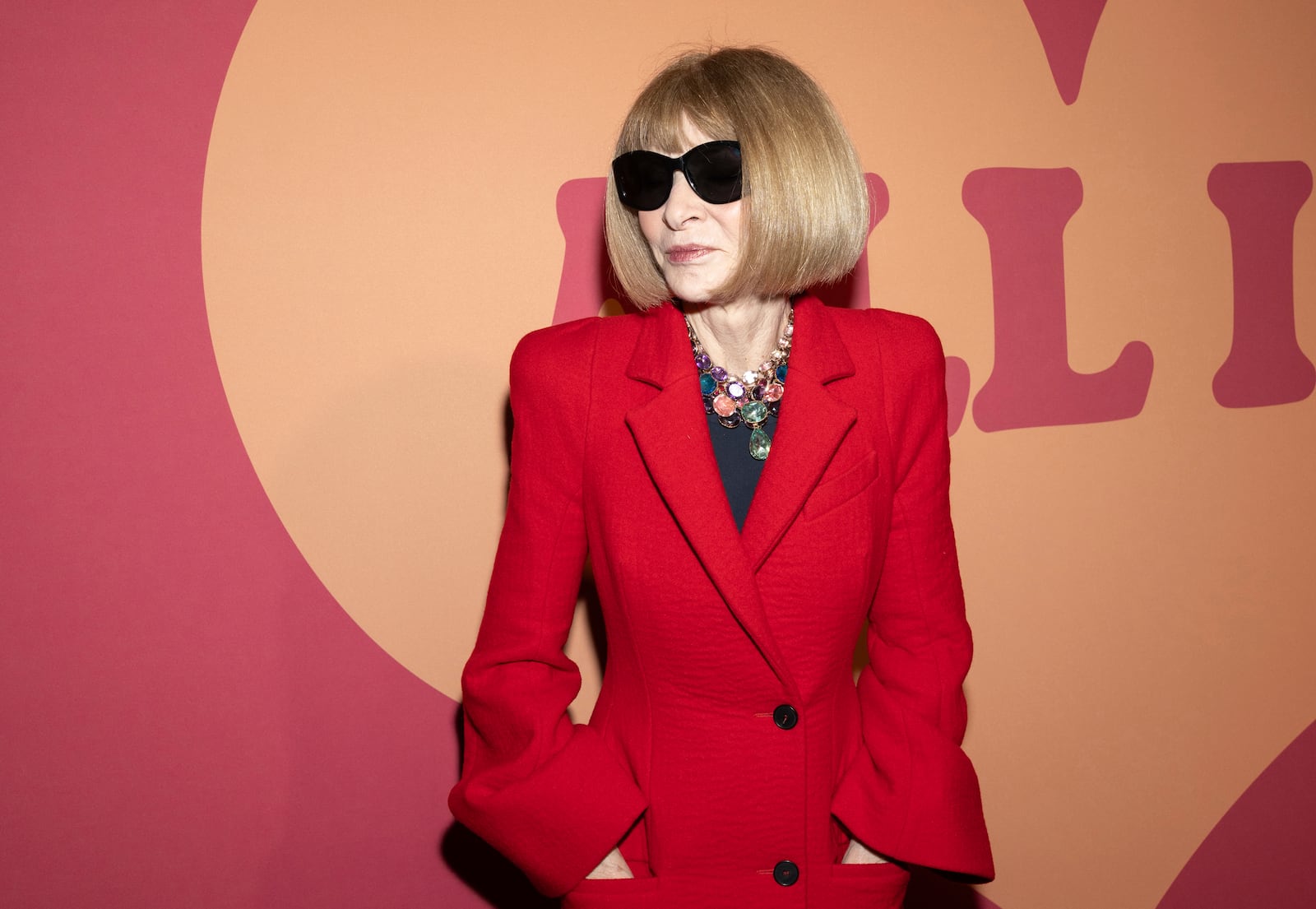 Anna Wintour attends a gala performance of "All In: Comedy About Love by Simon Rich" at the Hudson Theatre on Monday, Dec. 16, 2024, in New York. (Photo by CJ Rivera/Invision/AP)