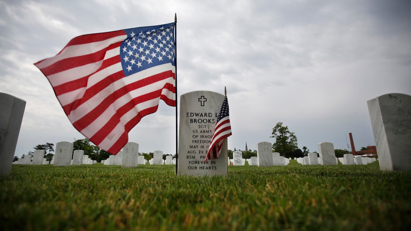 Gravesite of Army Sgt. Edward Brooks who was killed in action during Operation Iraqi Freedom is interred at the Dayton National Cemetery.  TY GREENLEES / STAFF