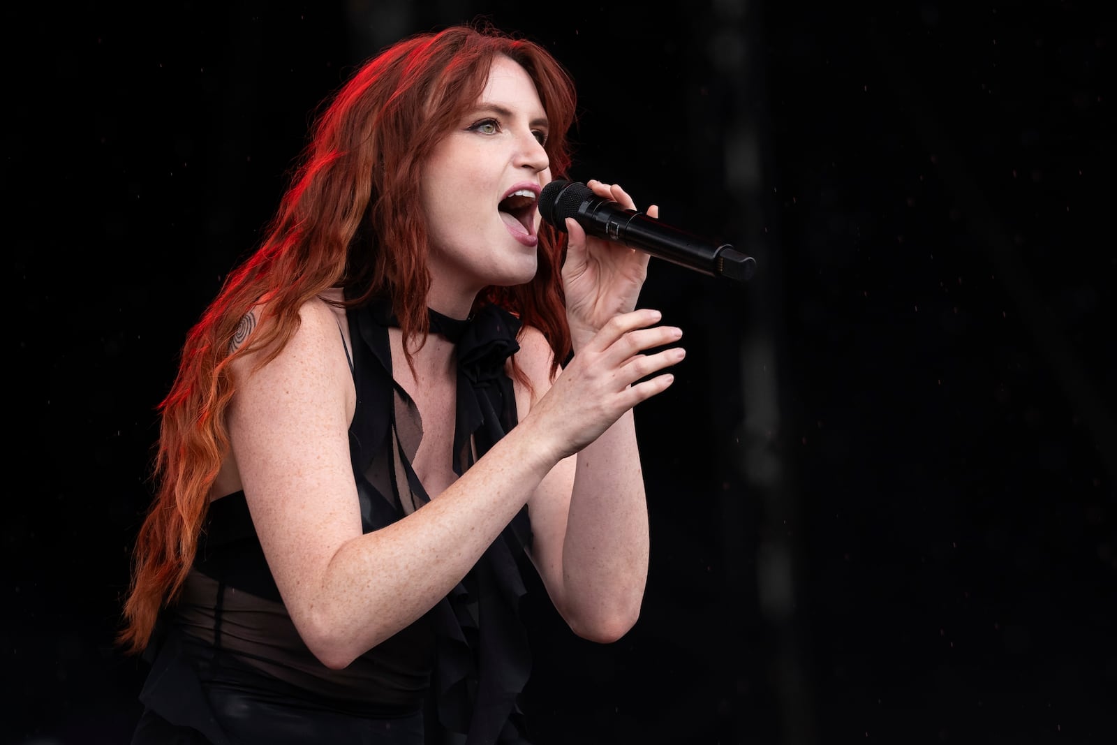 FILE - Katie Gavin of Muna performs at the Reading Music Festival, England, on Aug. 27, 2023. (Photo by Scott Garfitt/Invision/AP, File)