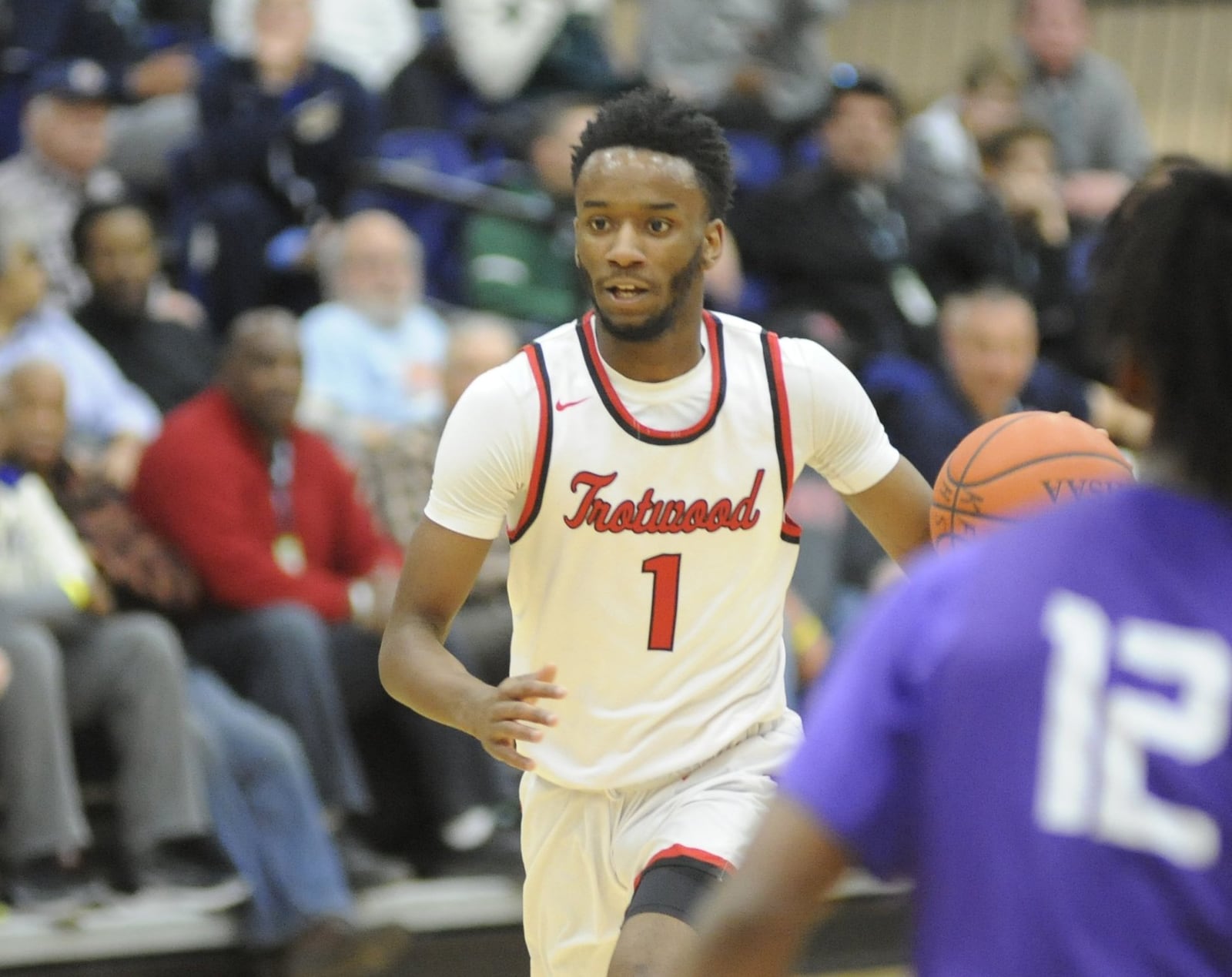 Amari Davis (with ball) led Trotwood with 22 points. Pickerington Central defeated Trotwood-Madison 95-80 in the 17th annual Premier Health Flyin’ to the Hoop at Trent Arena on Monday, Jan. 21, 2019. MARC PENDLETON / STAFF