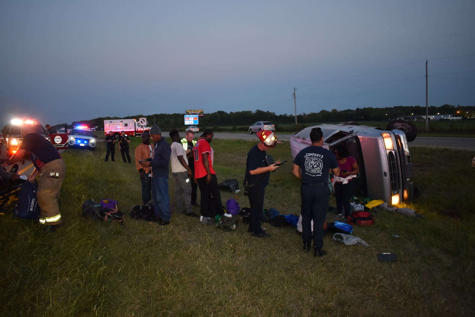 Multiple people were taken to the hospital after a van rolled over on state Route 4 near state Route 444 in Dayton Wednsday, Aug. 28, 2024. Photo courtesy the Dayton Police Department.