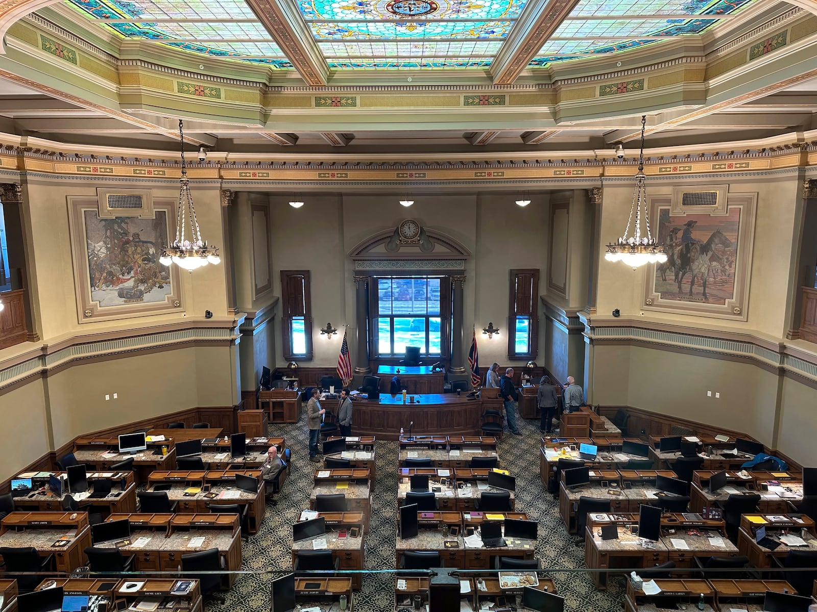 The Wyoming House of Representatives, where Freedom Caucus lawmakers have taken majority control, is seen Monday, Jan. 13, 2025, in Cheyenne, Wyo. (AP Photo/Mead Gruver)