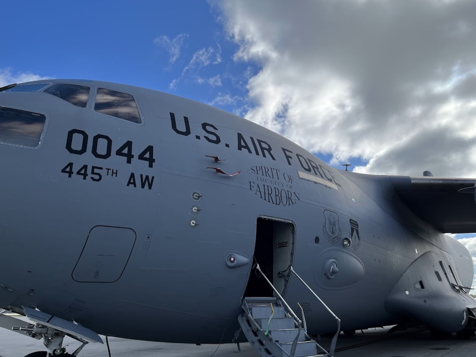 One of the 445th Airlift Wing's C-17 Globemaster IIIs at Wright-Patterson Air Force Base. This one is dubbed "Spirit of Fairborn." THOMAS GNAU/STAFF