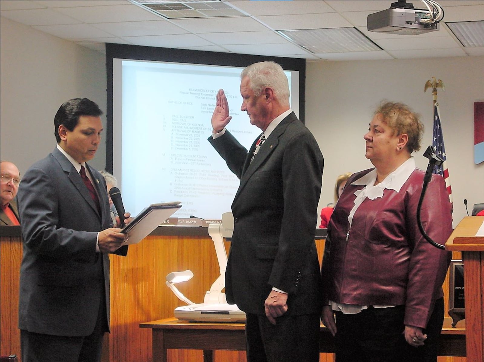 In this 2006 file photo, Scott Hadley is sworn in to Beavercreek city council. FILE