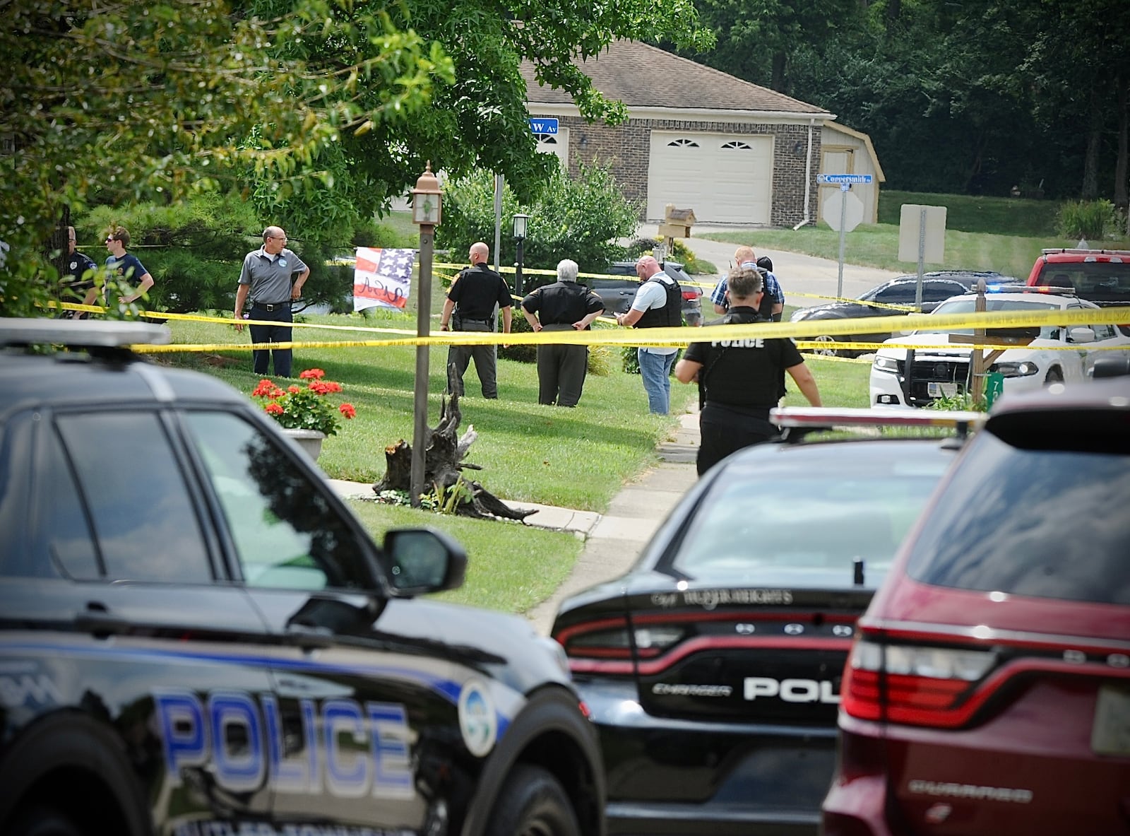 Police responded to a quadruple fatal shooting Friday, Aug. 5, 2022, at two houses on Hardwicke Place in a quiet Butler Twp. neighborhood. MARSHALL GORBY/STAFF