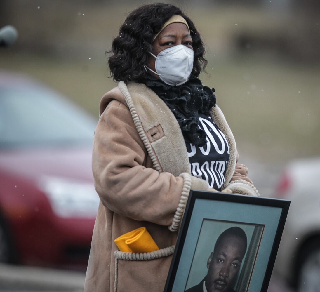 Crowd braves the cold for MLK Day march