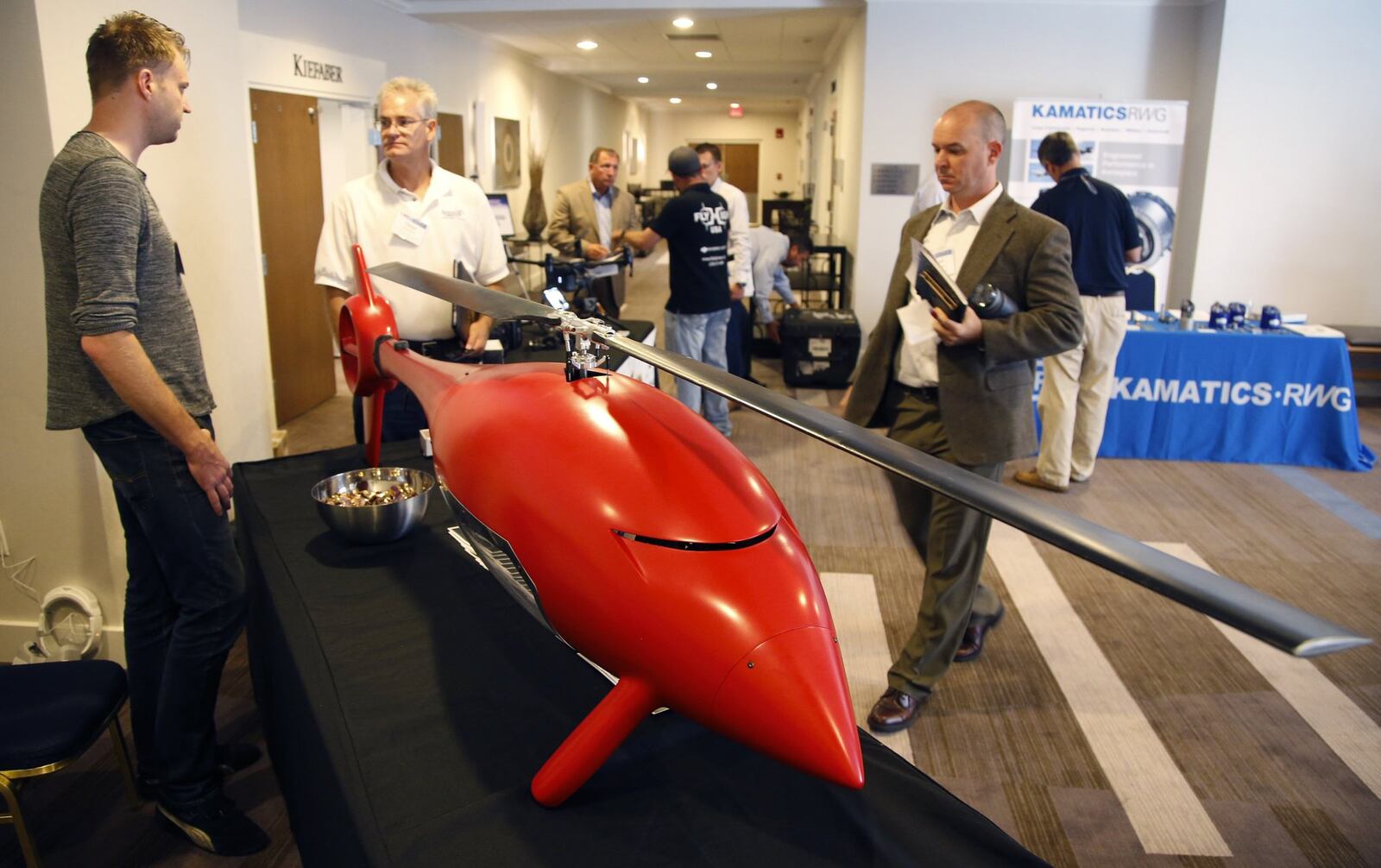 Aerotronic’s Dauntless X100 on display at UAS Midwest conference Wednesday in Dayton. TY GREENLEES / STAFF