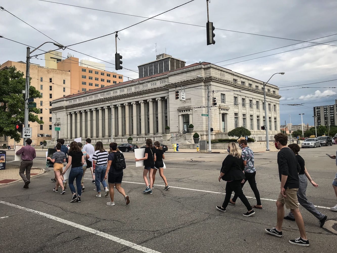 Demonstrators marched for post office