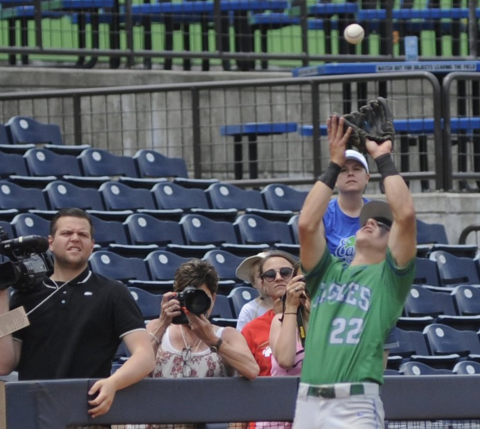 All eyes are on CJ third baseman Garrett Olsen. Chaminade Julienne defeated Van Wert 6-1 in a high school baseball D-II state semifinal at Canal Park in Akron on Saturday, June 8, 2019. MARC PENDLETON / STAFF