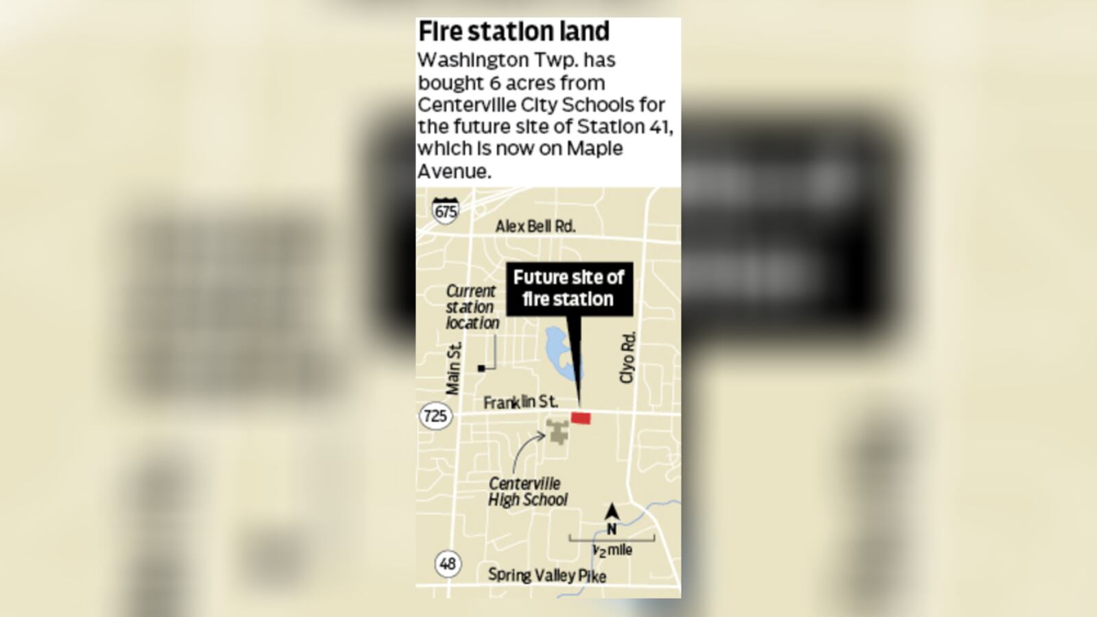 Washington Twp. paid $212,072 — less than the $42,000 per acre outlined in the initial agreement — to Centerville City Schools as the future site for Station 41, Twp. Administrator Jesse Lightle said. STAFF