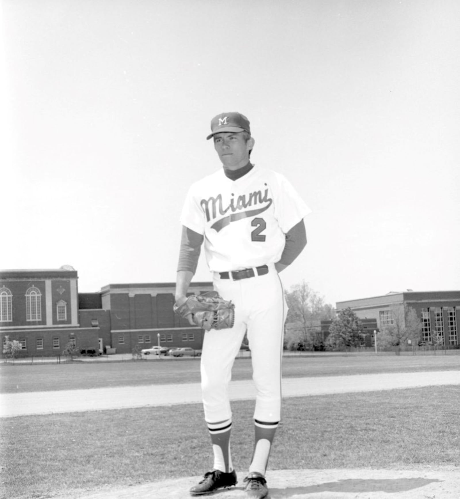 Buddy Schultz was a three-time All Mid-American Conference pitcher for Miami University. On April 3, 1971 he set an NCAA record for most strikeouts in a nine inning game when he fanned 26 Wright State batters (The other Raiders’ out came on a popped-up bunt that Buddy caught).  In 1970, Schultz led the nation with a 1.06 earned run average for the season. In 1972 he helped Miami to a No. 14 national ranking in the season ending poll. He was inducted in the Miami Athletic Hall of Fame in 2010.  Miami University photo