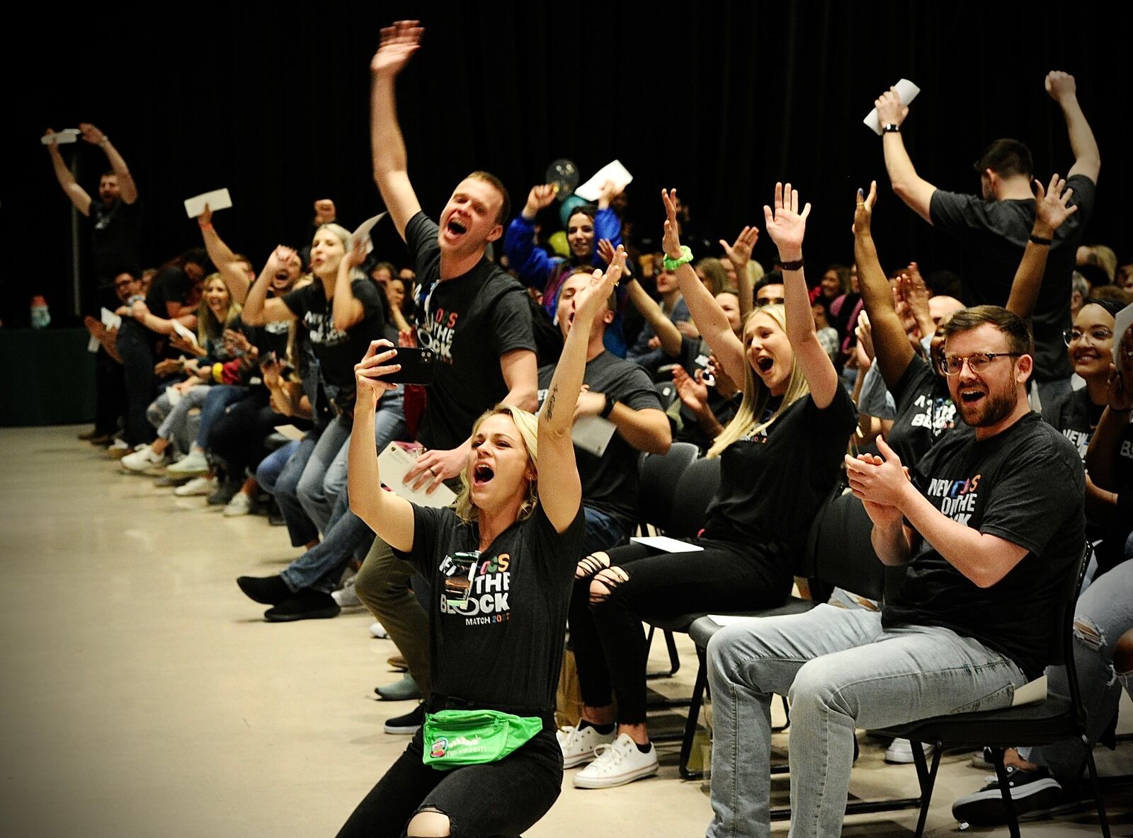 Wright State University Medical students cheer and celebrate for other students during Match Day Friday March 18, 2022. MARSHALL GORBY\STAFF