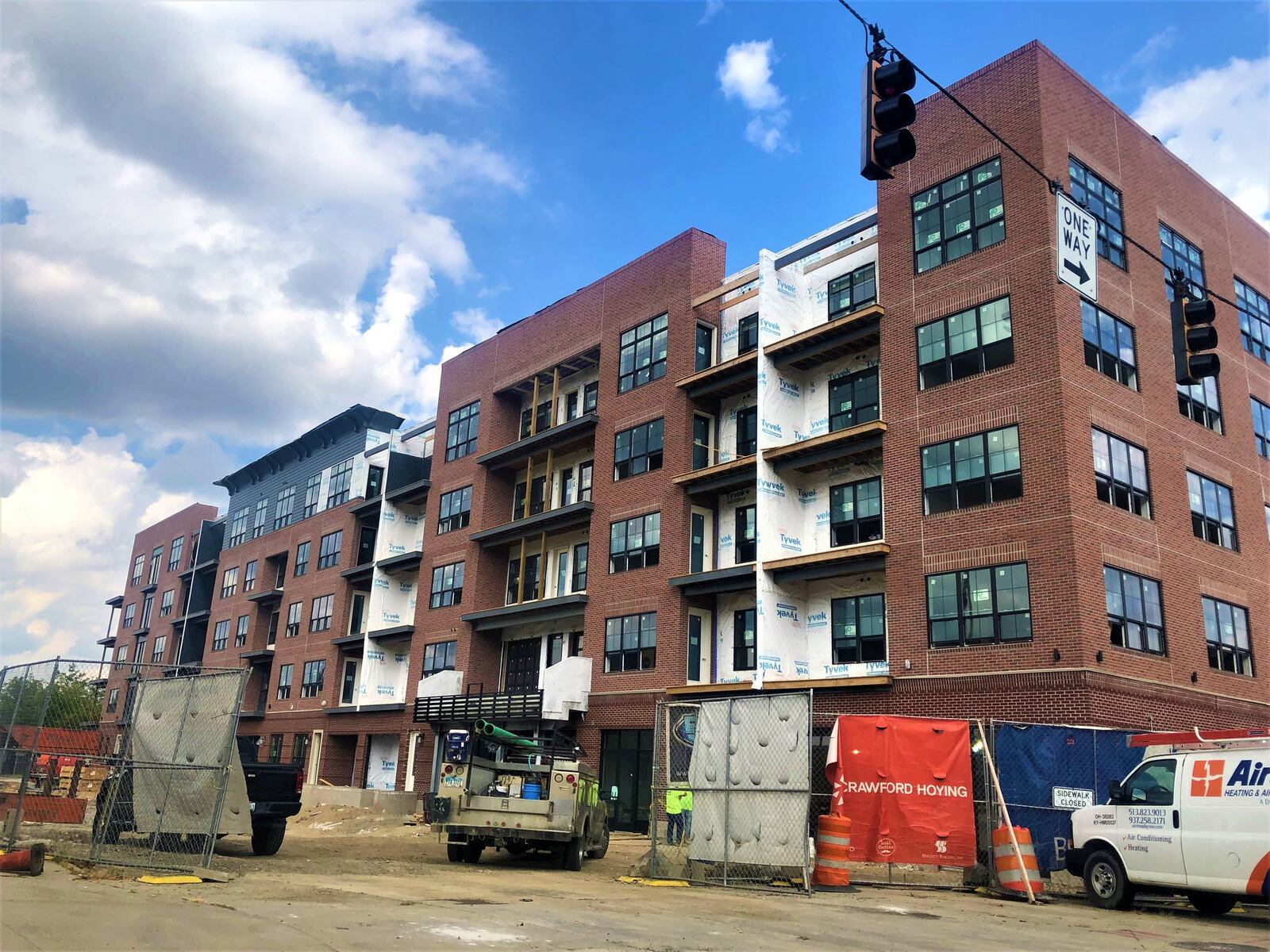 The 112-unit Centerfield Flats, located on the eastern end of Fifth Third Field, is expected to open next month. The apartment building is just the latest housing to come to Water Street, which already has welcomed more than 400 new apartments in the last several years. CORNELIUS FROLIK / STAFF