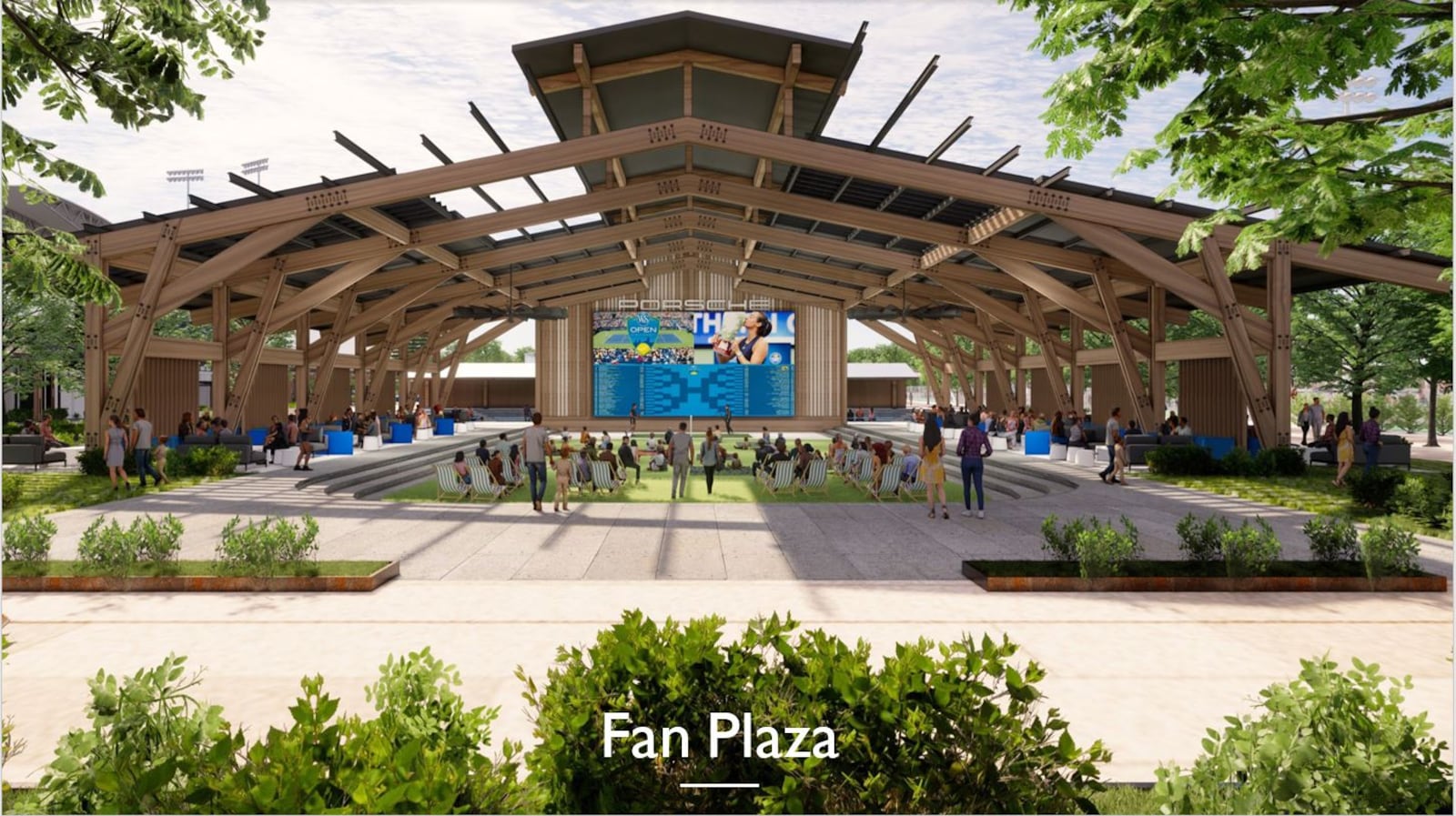 This is an artist rendition of a proposed fan plaza at the Lindner Family Tennis Center which would be part of $375 renovation of the facility to retain the Western & Southern Open tennis tournament in Mason. CONTRIBUTED/CITY OF MASON