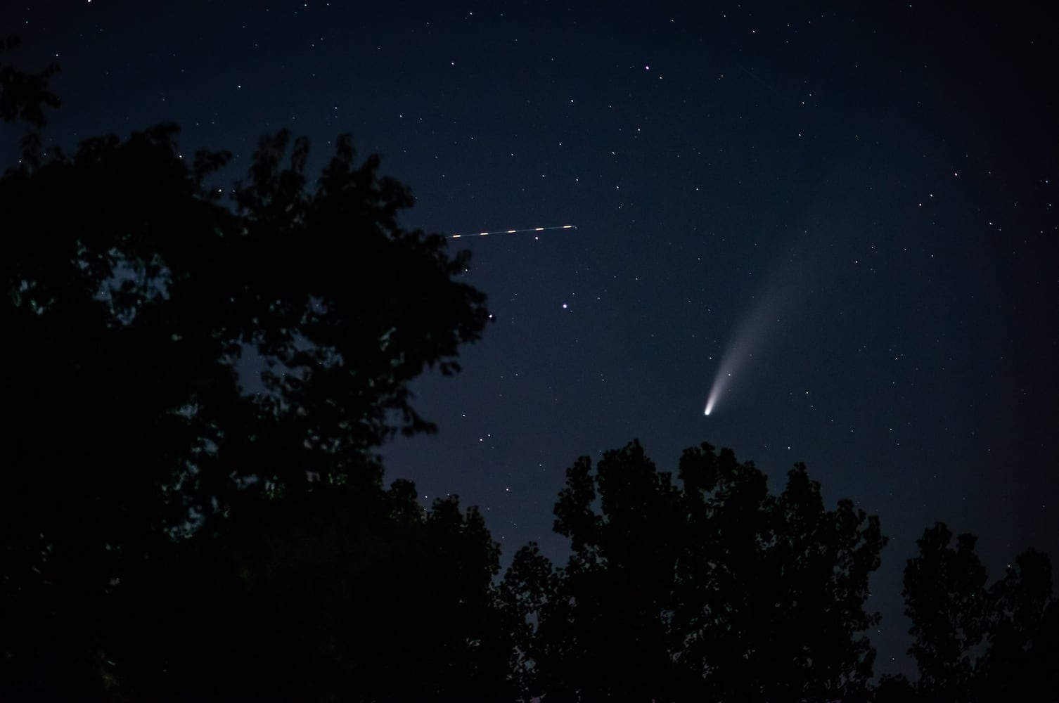 NEOWISE comet visible in the night sky