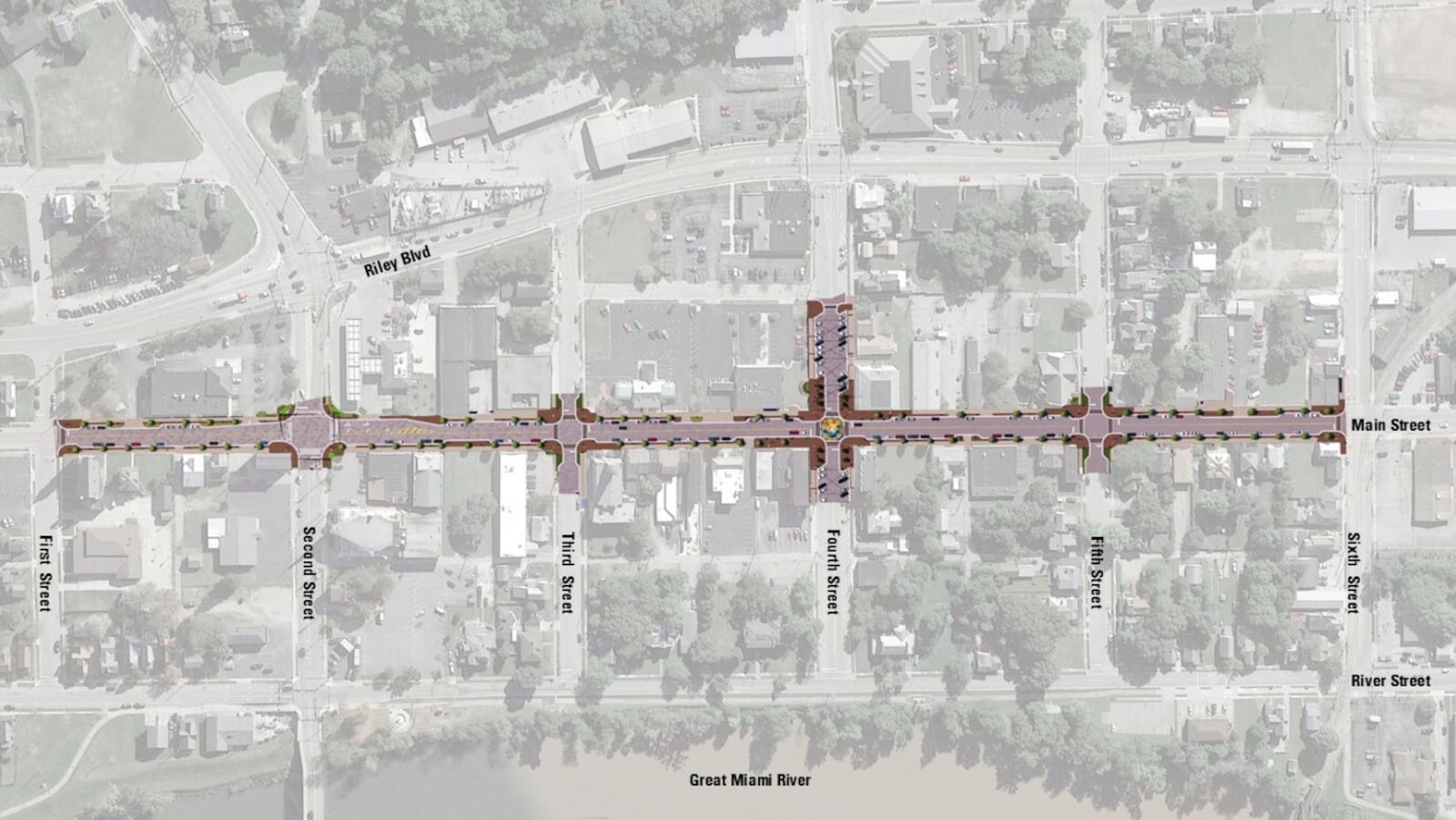 This is an illustration of the Main Street streetscaping project now underway in downtown Franklin. The project is expected to be completed by Nov. 22, 2024. CONTRIBUTED/CITY OF FRANKLIN