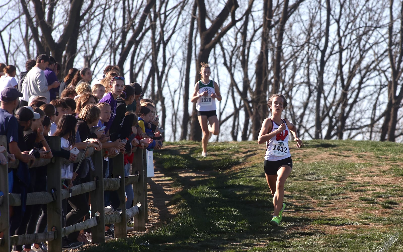 Lakota West's Evelyn Prodoehl races in the Division I state cross country meet on Saturday, Nov. 2, 2024, at Fortress Obetz in Obetz. David Jablonski/Staff