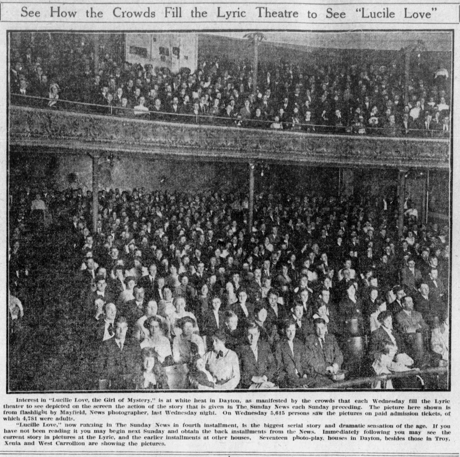 Lyric Theatre in Dayton. Archive photo from Dayton Daily News, May 2, 1914.