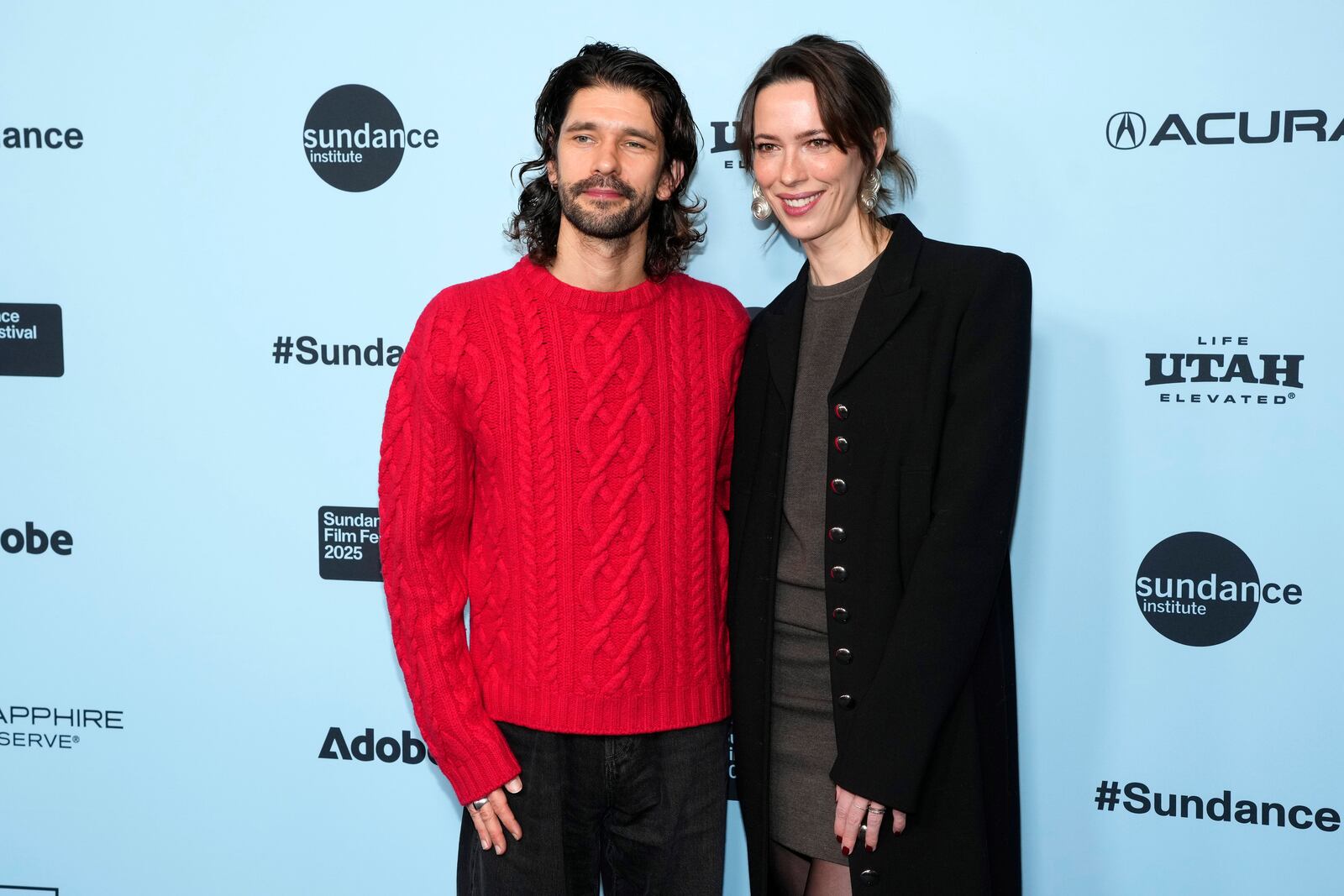 Ben Whishaw and Rebecca Hall attend the premiere of "Peter Hujar's Day" during the Sundance Film Festival on Monday Jan. 27, 2025, at the Ray Theater in Park City, Utah. (Photo by Charles Sykes/Invision/AP)