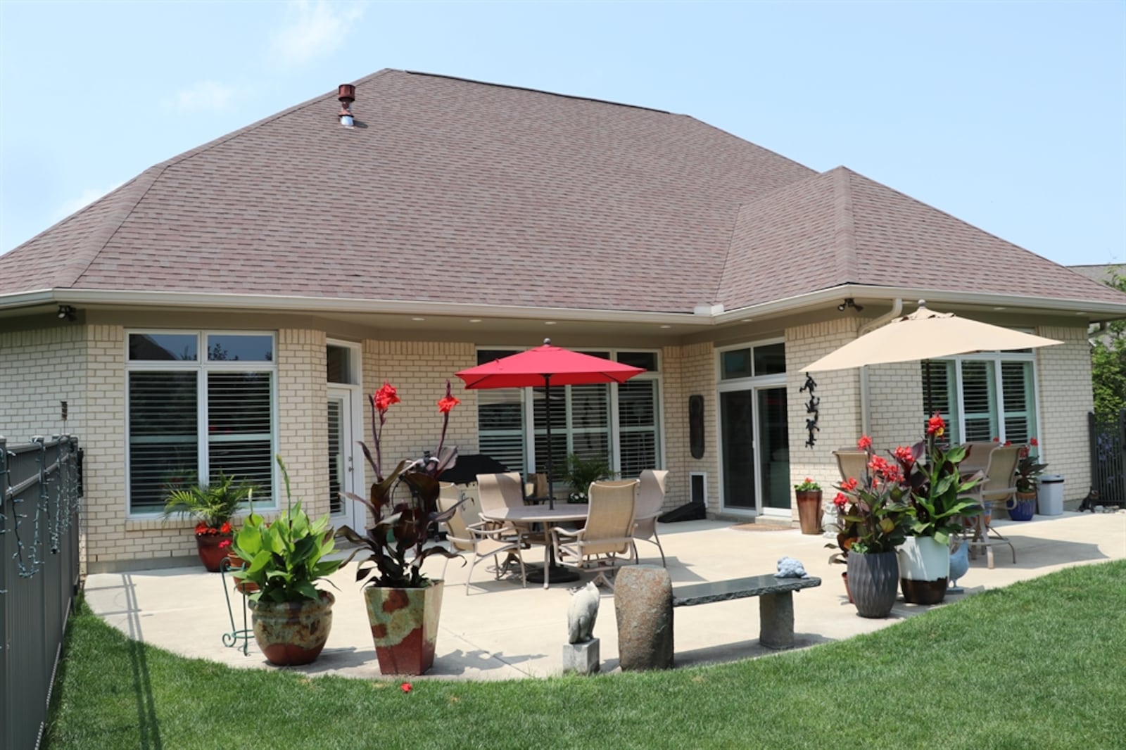 The brick home, which is located on a cul-de-sac within Washington Twp. Trails of Saddle Creek, offers ample space for indoor and outdoor gatherings.