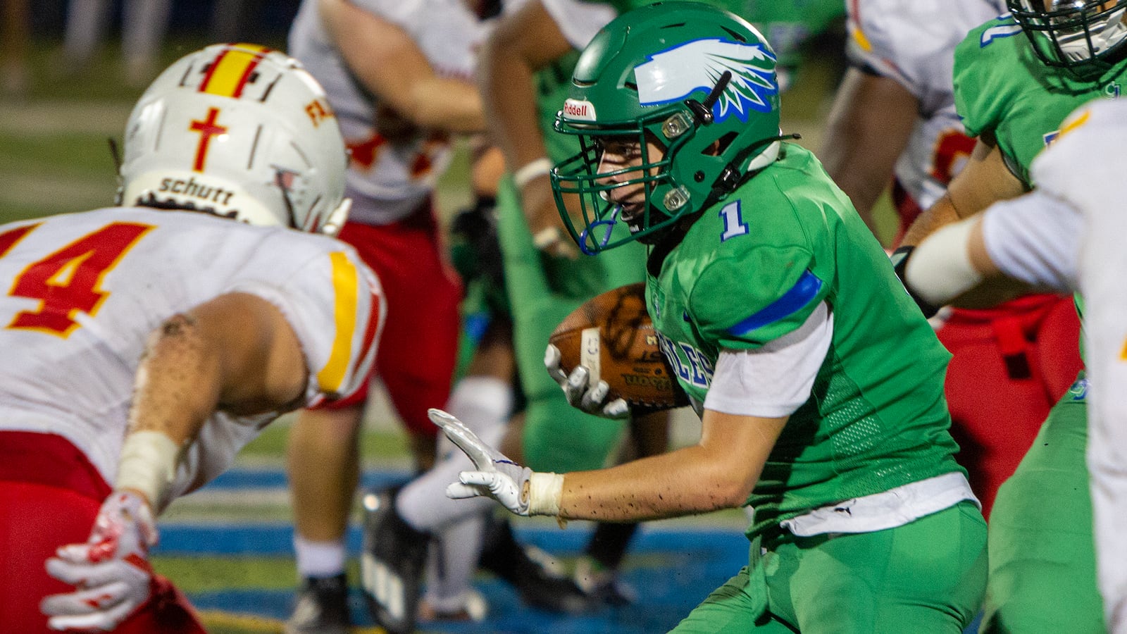 Chaminade Julienne wingback Ethan Stacey runs for yardage during the first half Thursday night against Fenwick. Jeff Gilbert/CONTRIBUTED