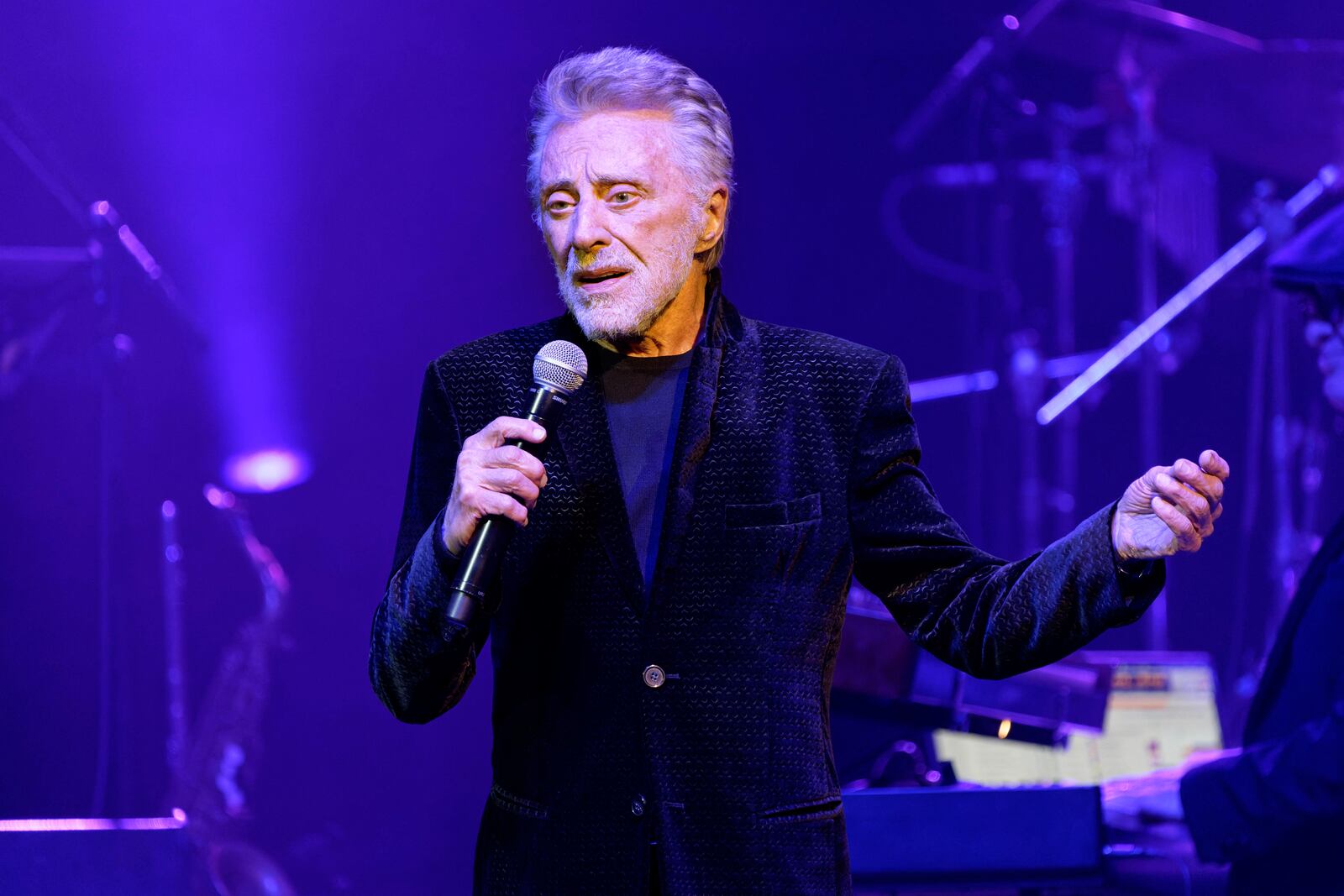 Frankie Valli performs on Saturday, May 6, 2023, at the Rosemont Theatre in Rosemont, Ill. He'll perform July 22 at the Rose Music Center at The Heights. (Photo by Rob Grabowski/Invision/AP)