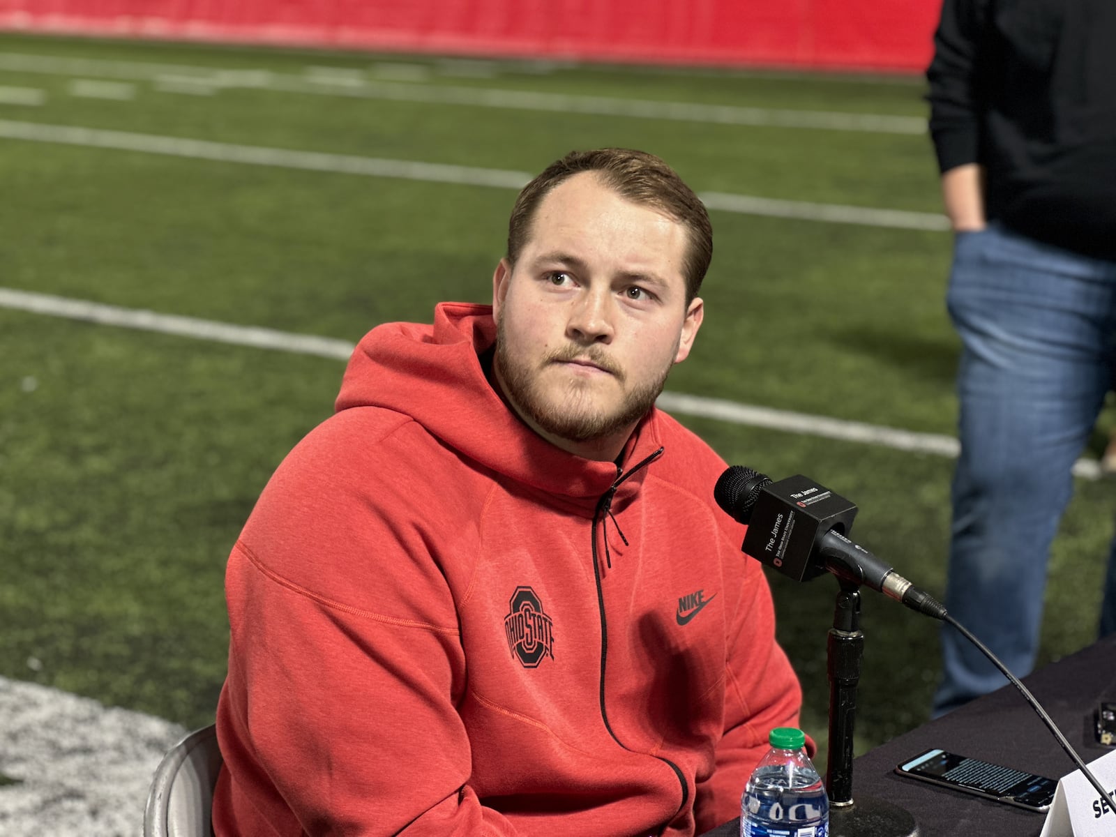 Ohio State transfer Seth McLaughlin meets with reporters in Columbus Jan. 30, 2024