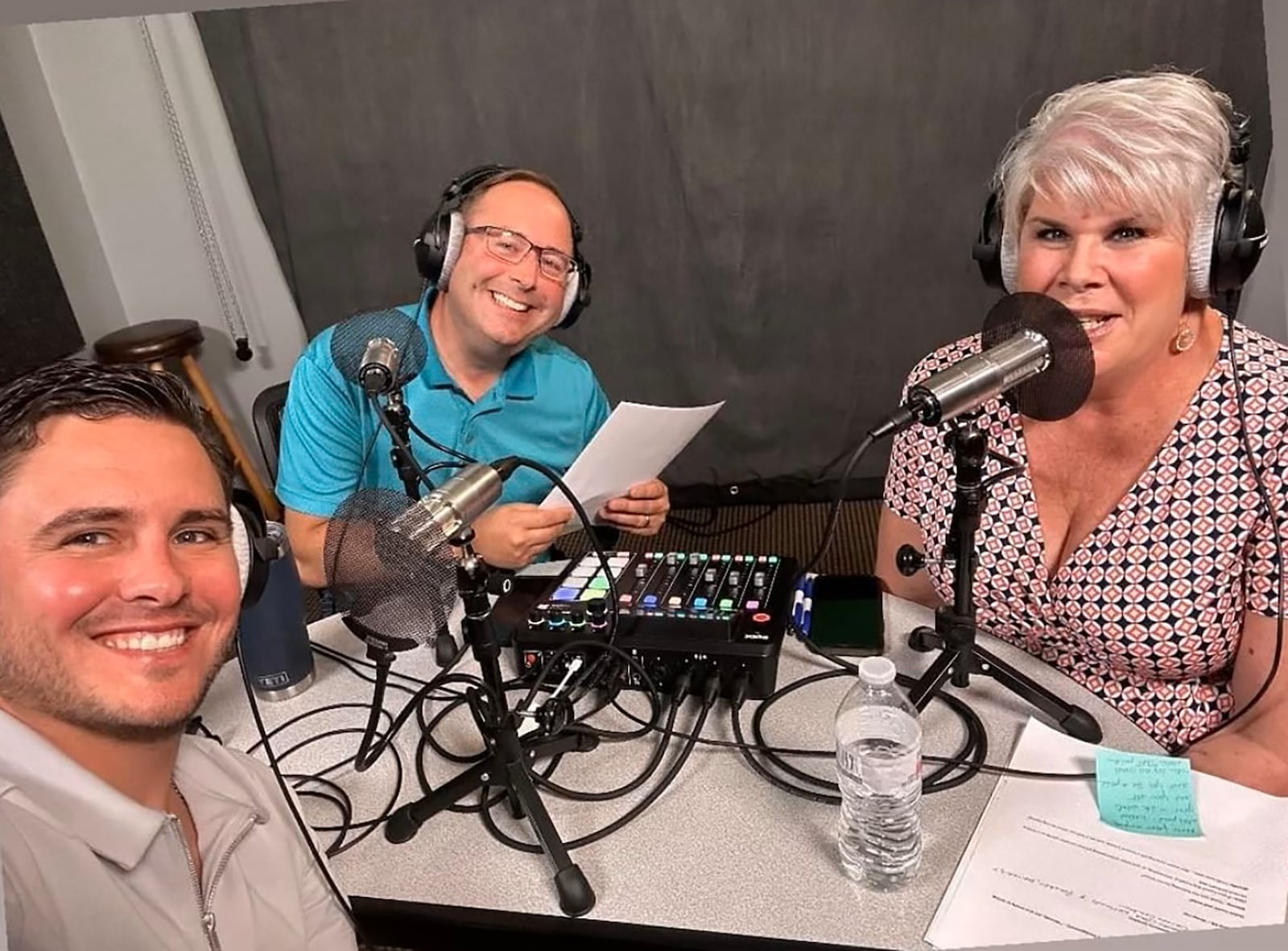 Rodgers (R) during a podcast in the chamber studio earlier this year.

L-R Chamber member Joe Jenkins, Vice President Chris McClure and Rodgers.