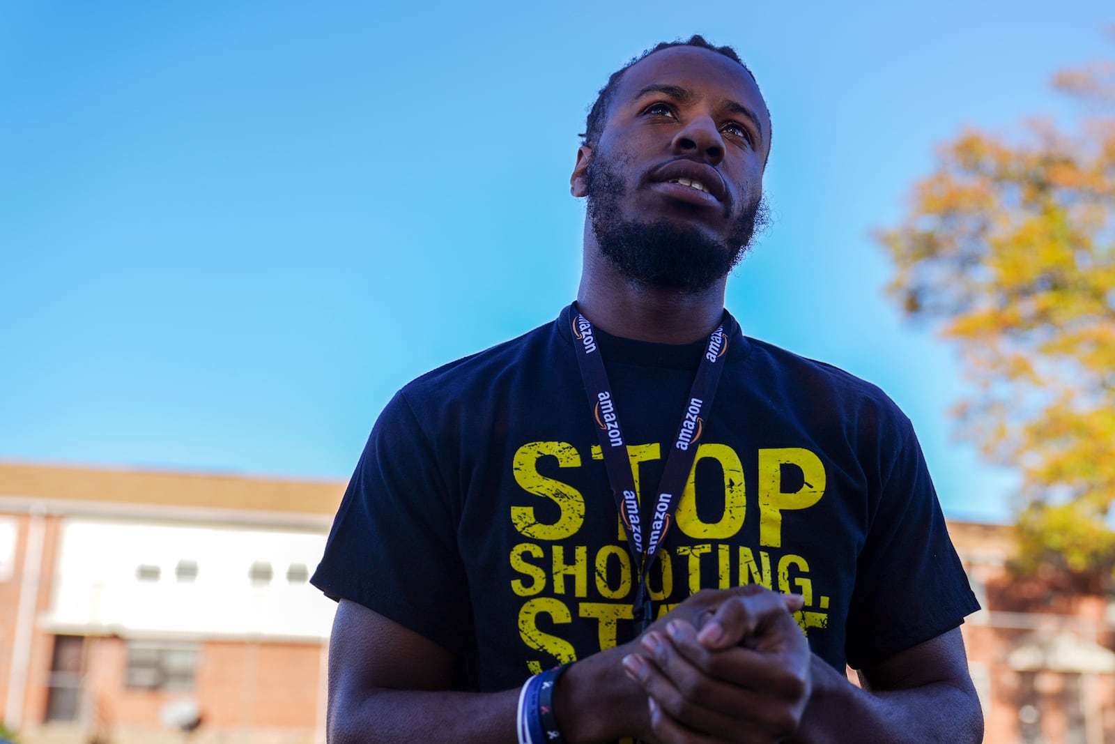 Adanus Sprillium, 22, pauses during an interview with The Associated Press, Tuesday, Nov. 12, 2024, in Baltimore. (AP Photo/Stephanie Scarbrough)