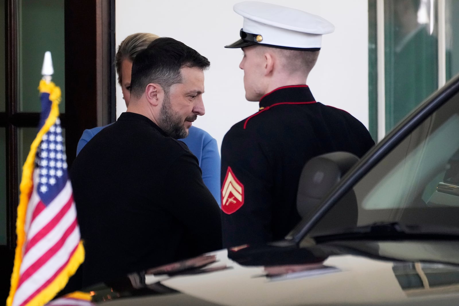 Ukraine's President Volodymyr Zelenskyy departs the White House in Washington, Friday, Feb. 28, 2025. (AP Photo/Ben Curtis)